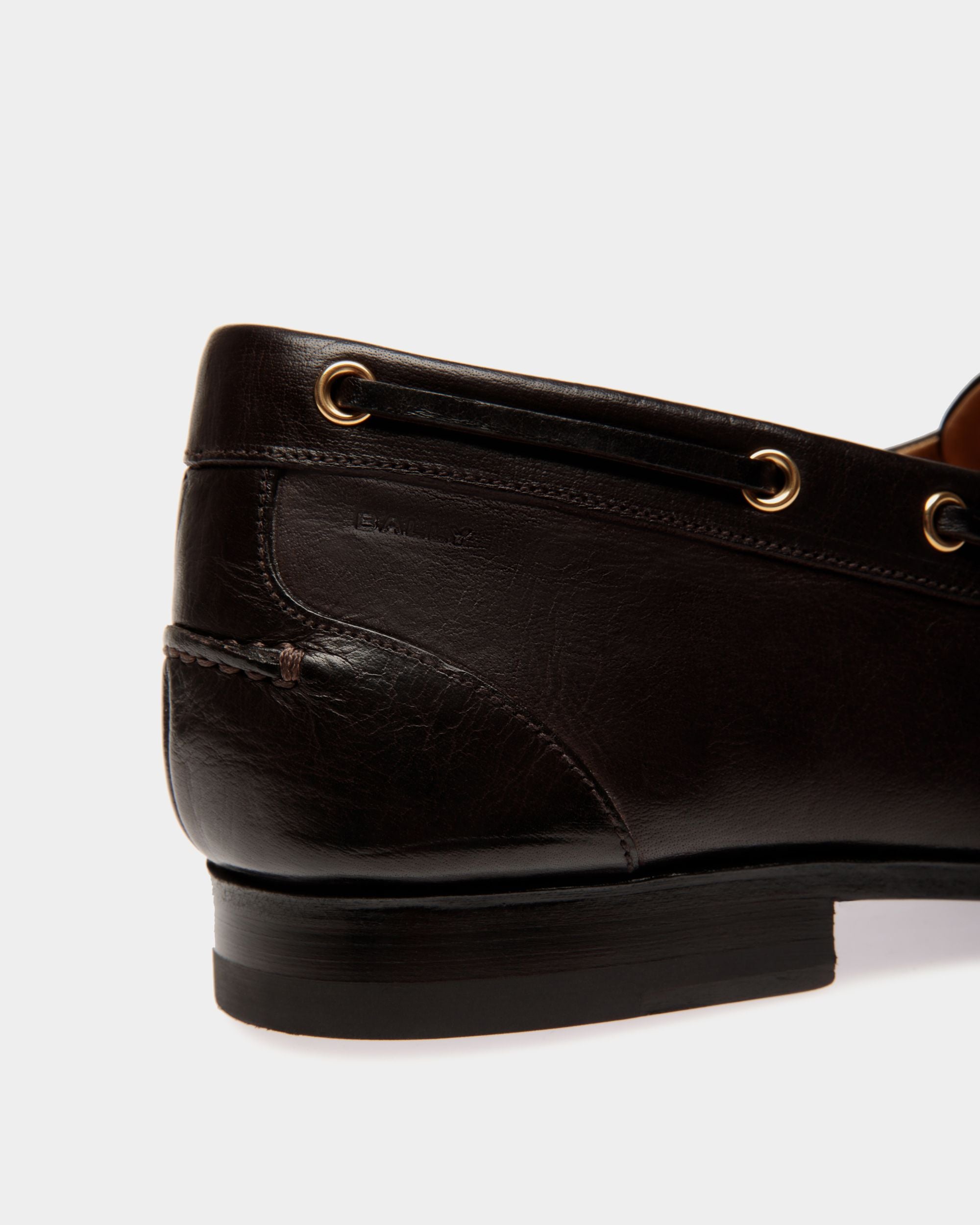 Mocassin Plume En Cuir Marron Foncé - Homme - Bally - 04