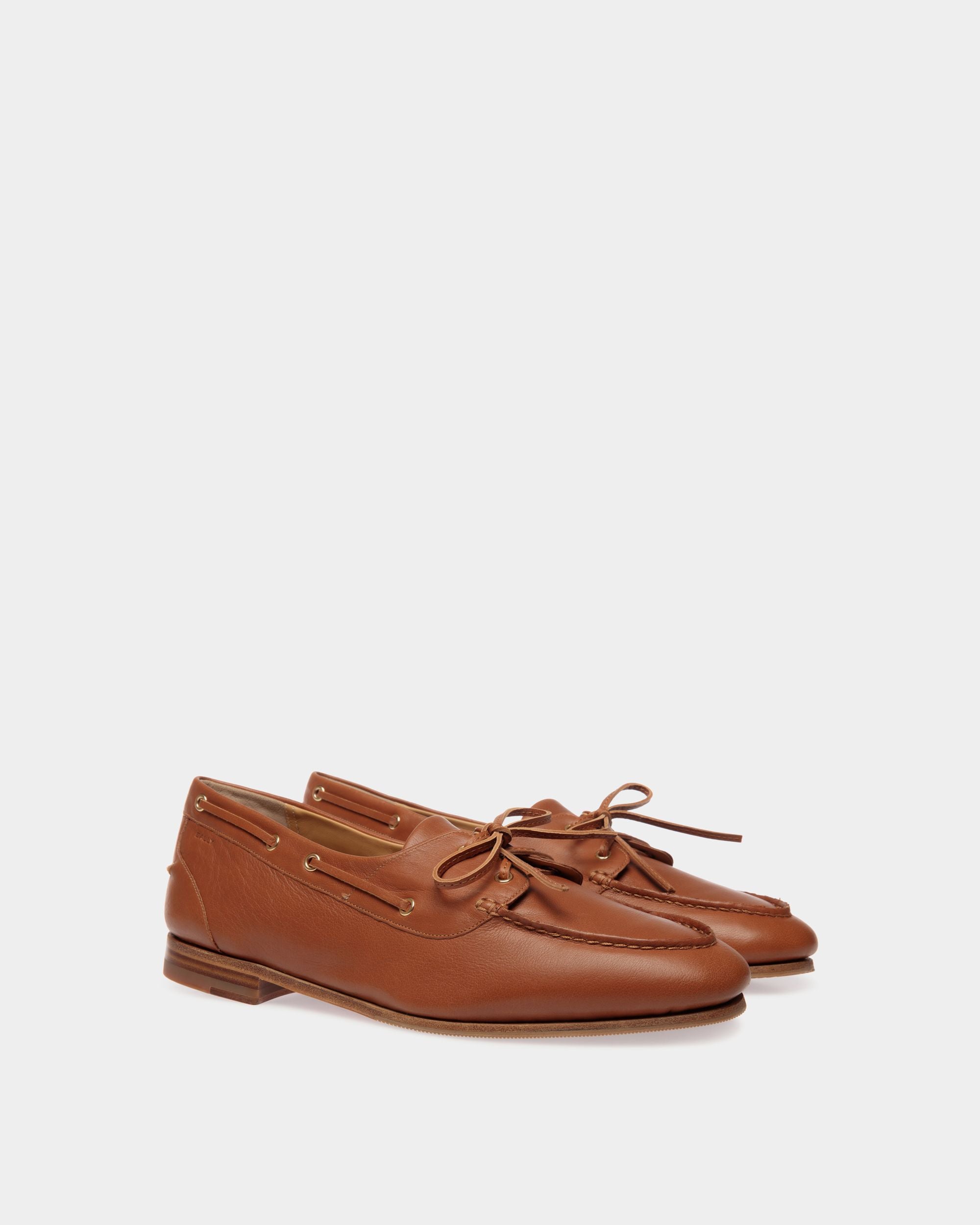 Mocassin Plume En Cuir Marron - Homme - Bally - 03