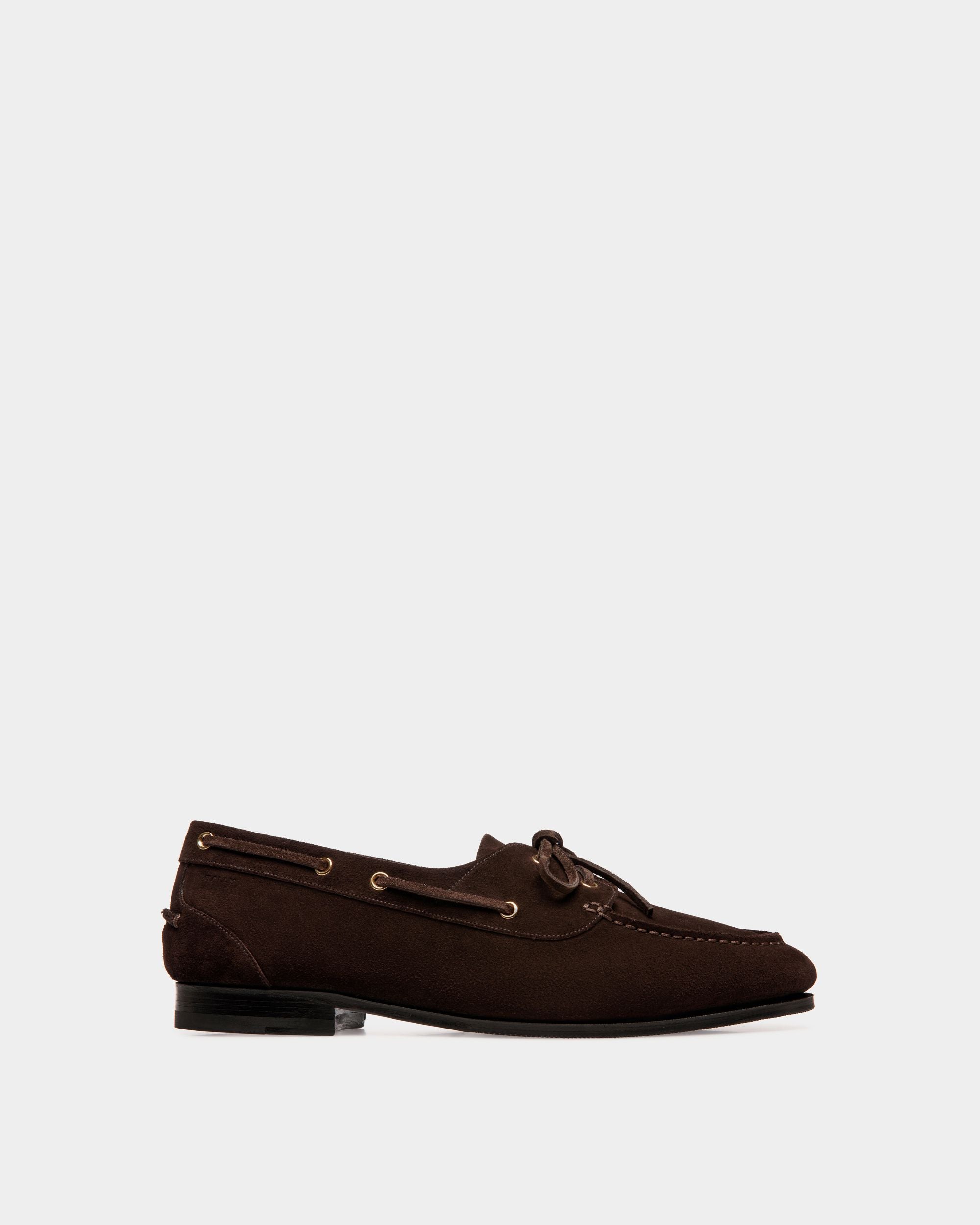 Mocassin Plume En Daim Marron Foncé - Homme - Bally - 01
