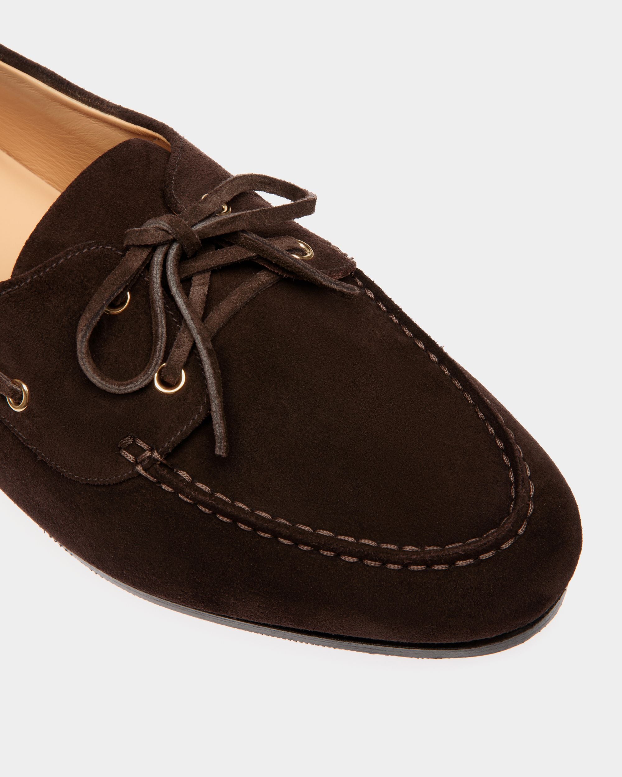 Mocassin Plume En Daim Marron Foncé - Homme - Bally - 04