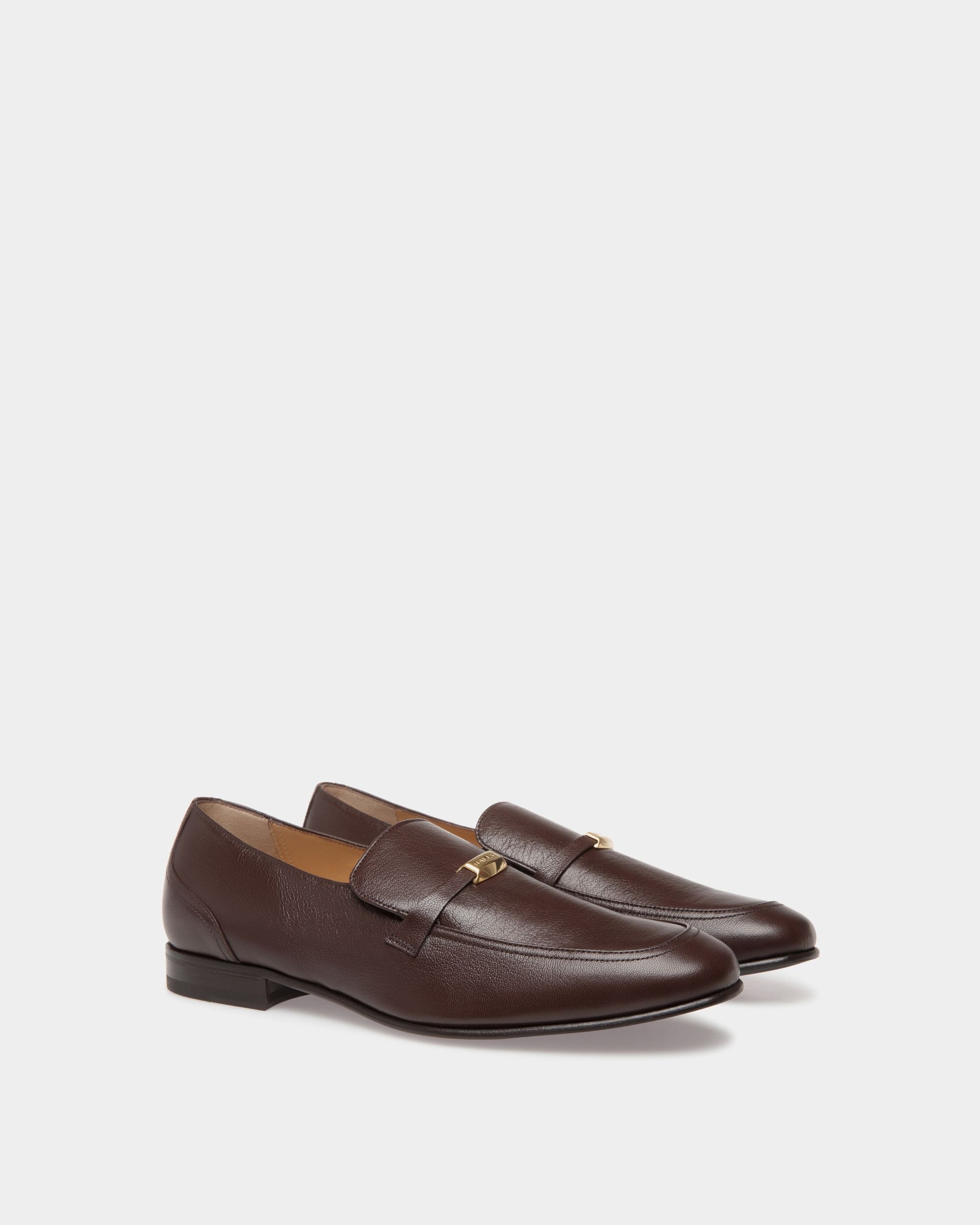 Mocassin Suisse En Cuir Grainé Marron - Homme - Bally - 02