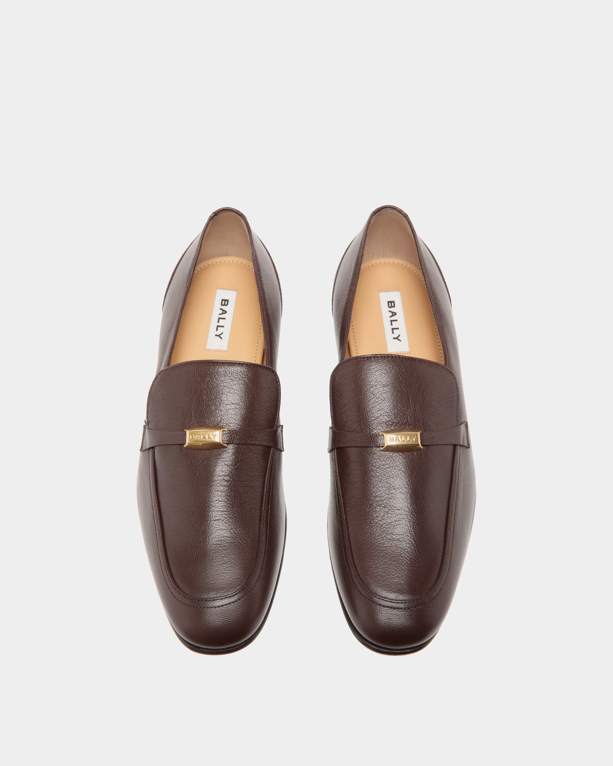 Mocassin Suisse En Cuir Grainé Marron - Homme - Bally - 04