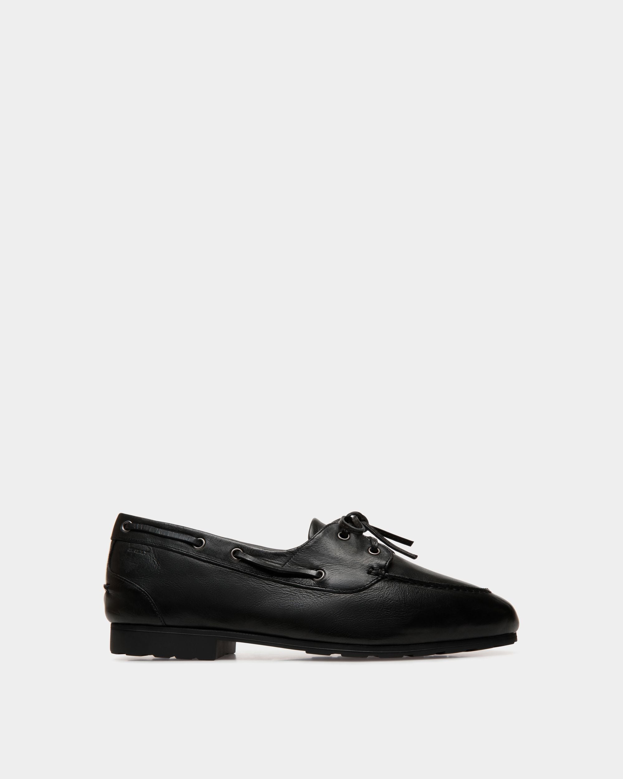 Mocassin Plume En Cuir Noir - Homme - Bally - 01