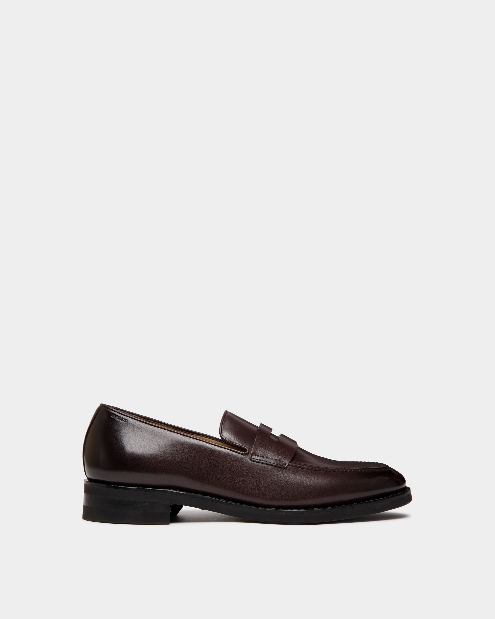 Mocassin Scribe Un En Cuir Deep Burgundy - Homme - Bally - 01