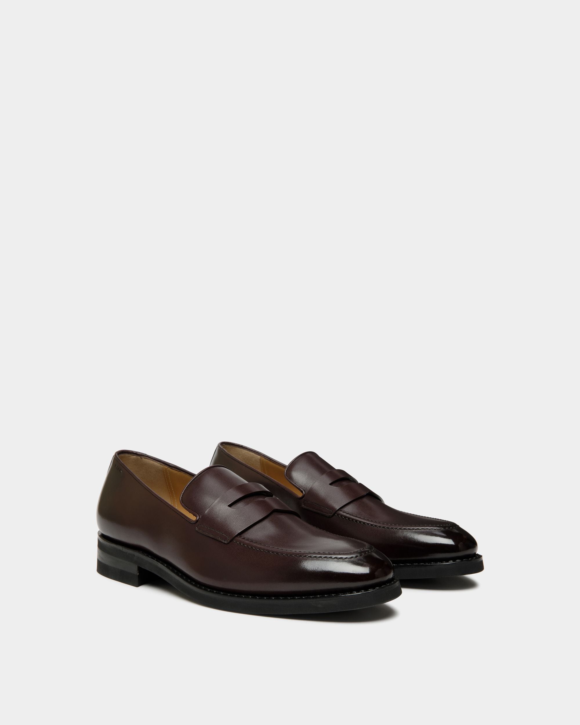 Mocassin Scribe Un En Cuir Deep Burgundy - Homme - Bally - 03