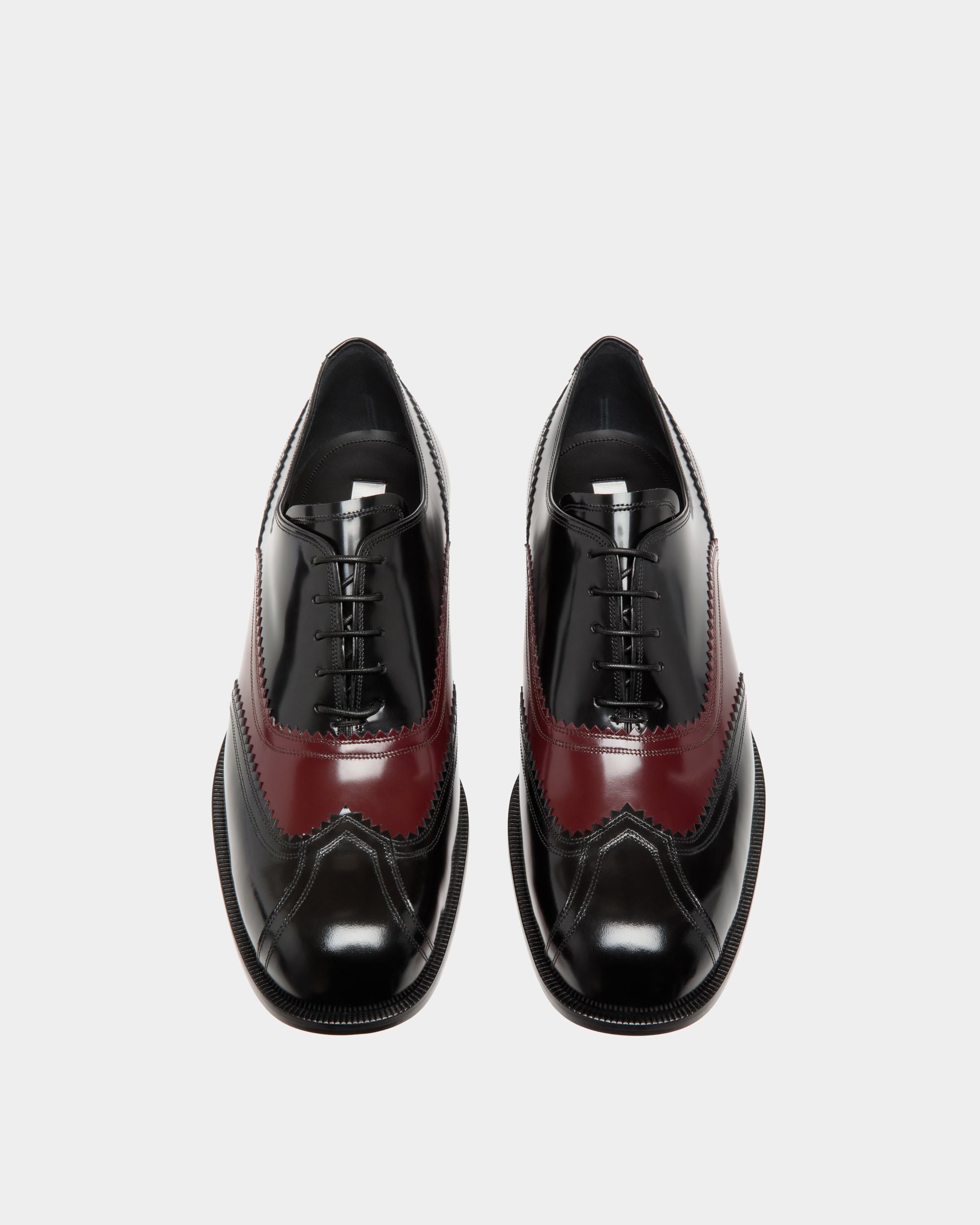 Richelieu Spiegel En Cuir Noir Et Deep Burgundy - Homme - Bally - 04