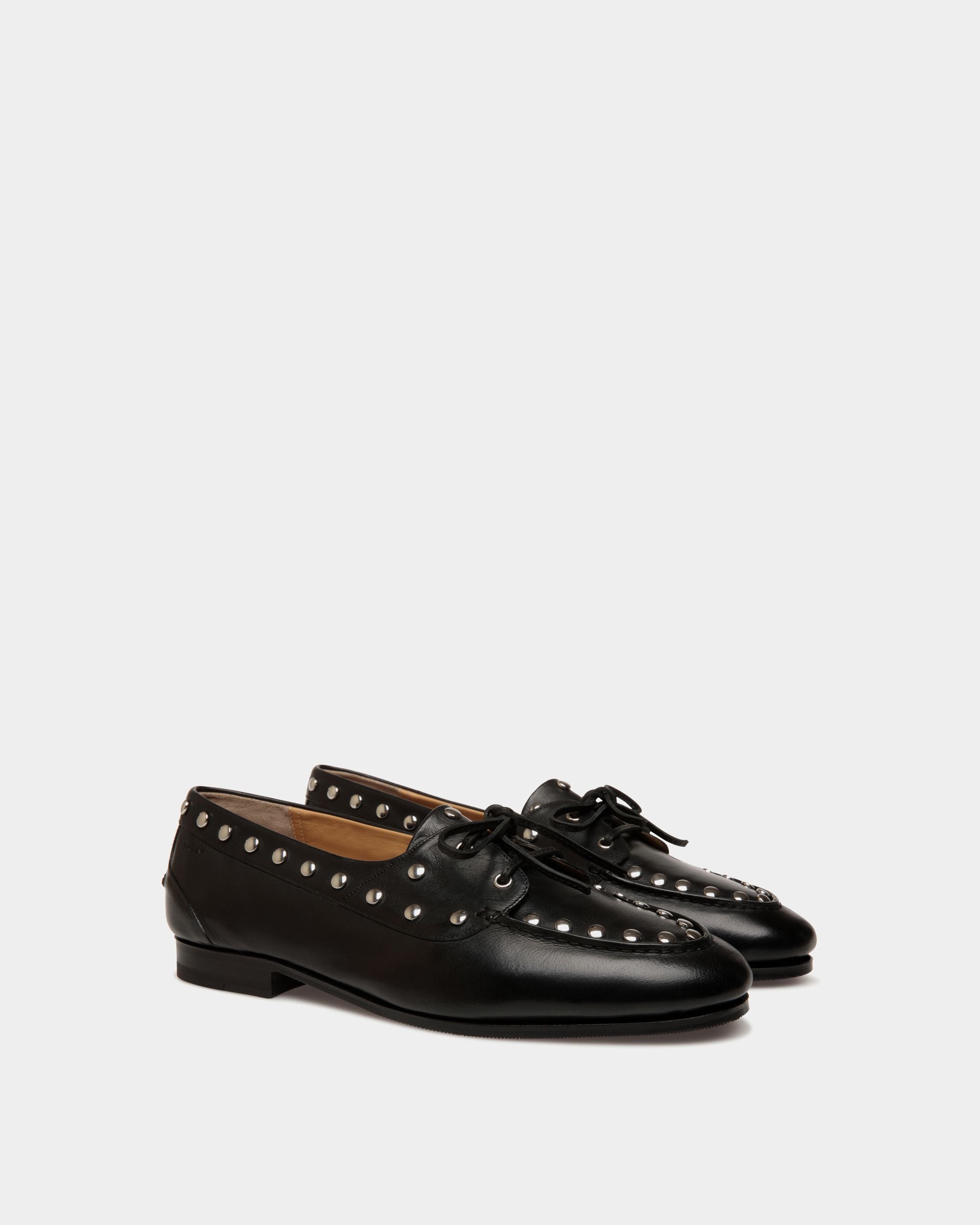 Mocassin Plume En Cuir Noir - Homme - Bally - 02