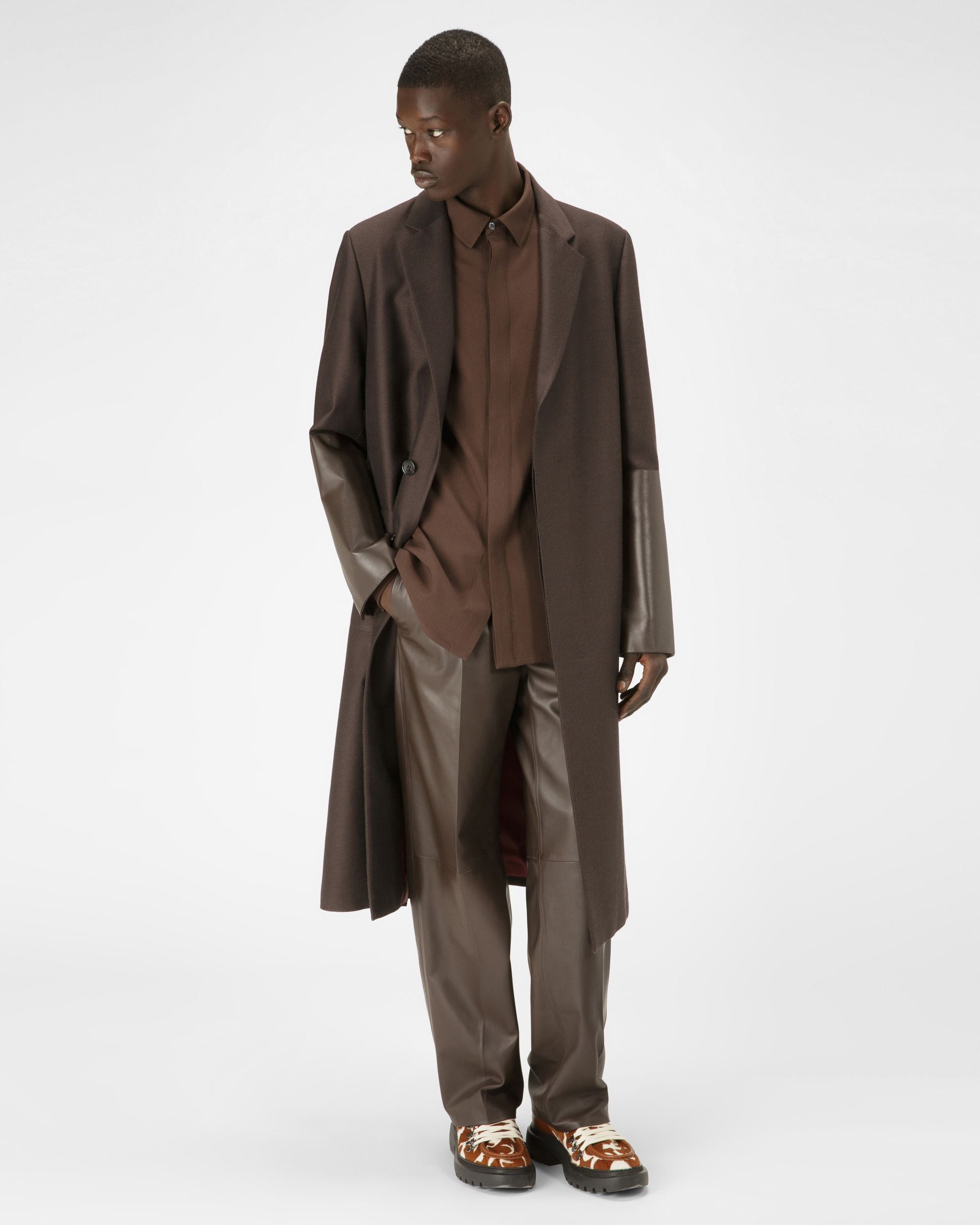 Chemise En Laine Marron Ébène - Homme - Bally - 05