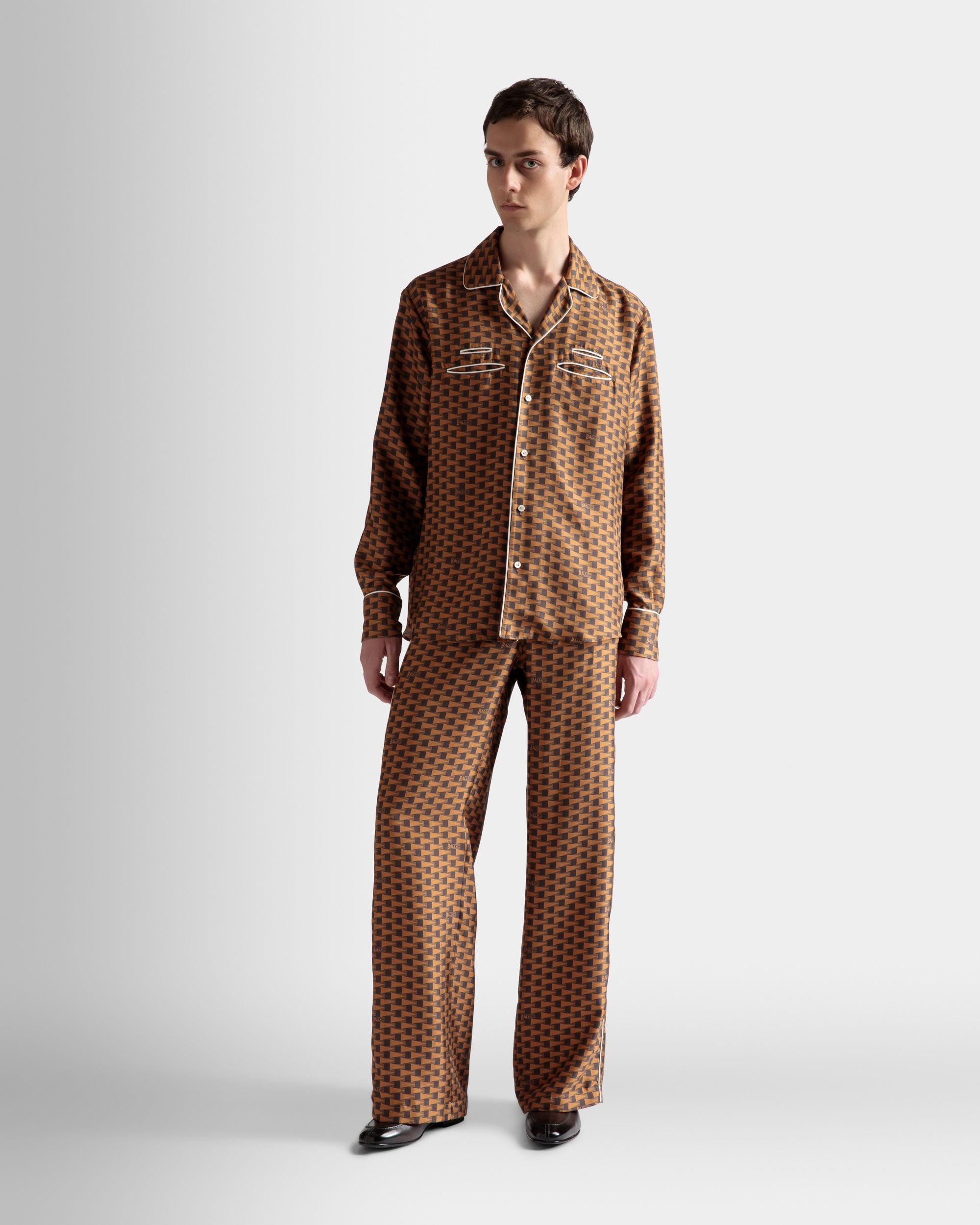 Chemise imprimé Pennant En soie marron - Homme - Bally - 02