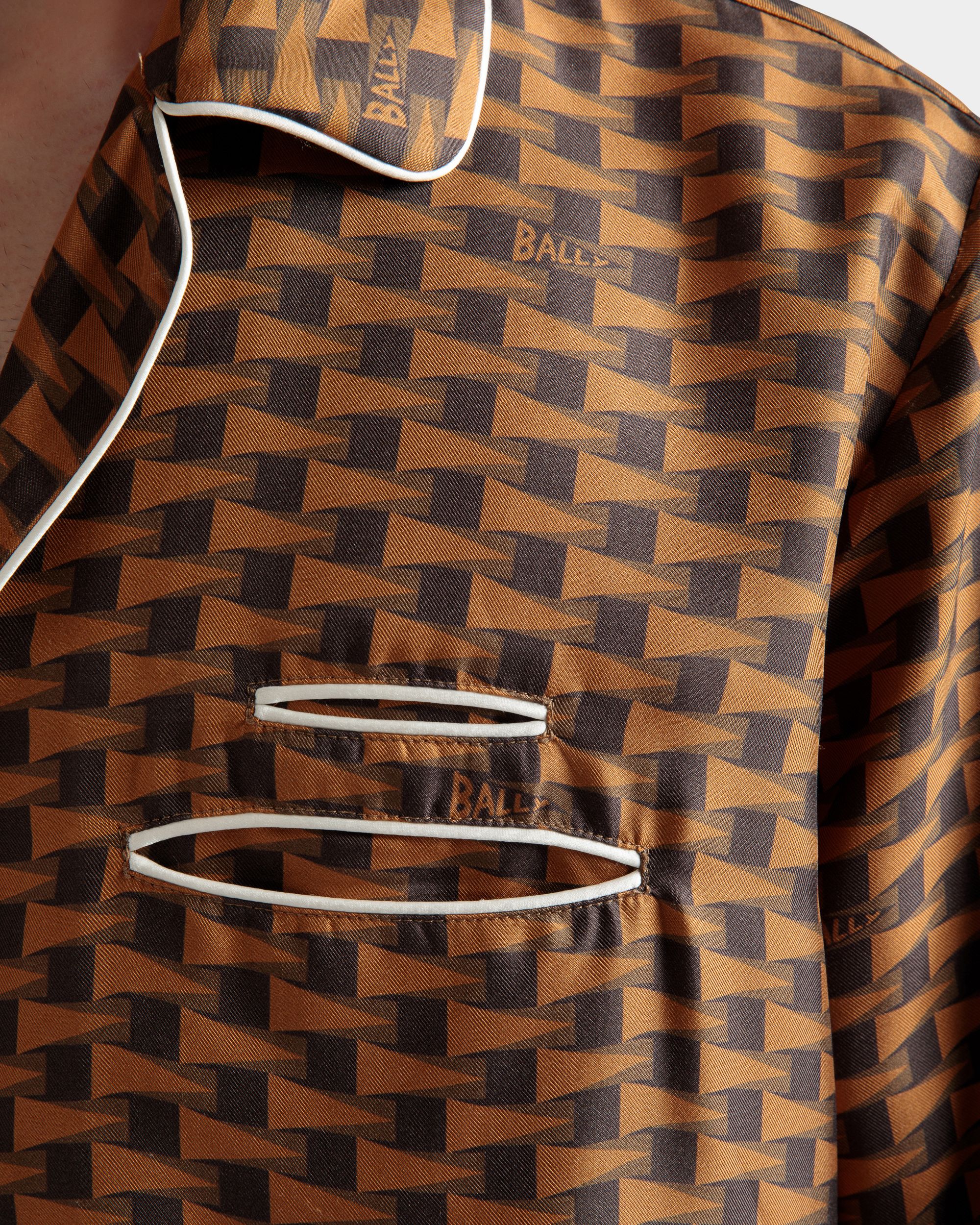 Chemise imprimé Pennant En soie marron - Homme - Bally - 04