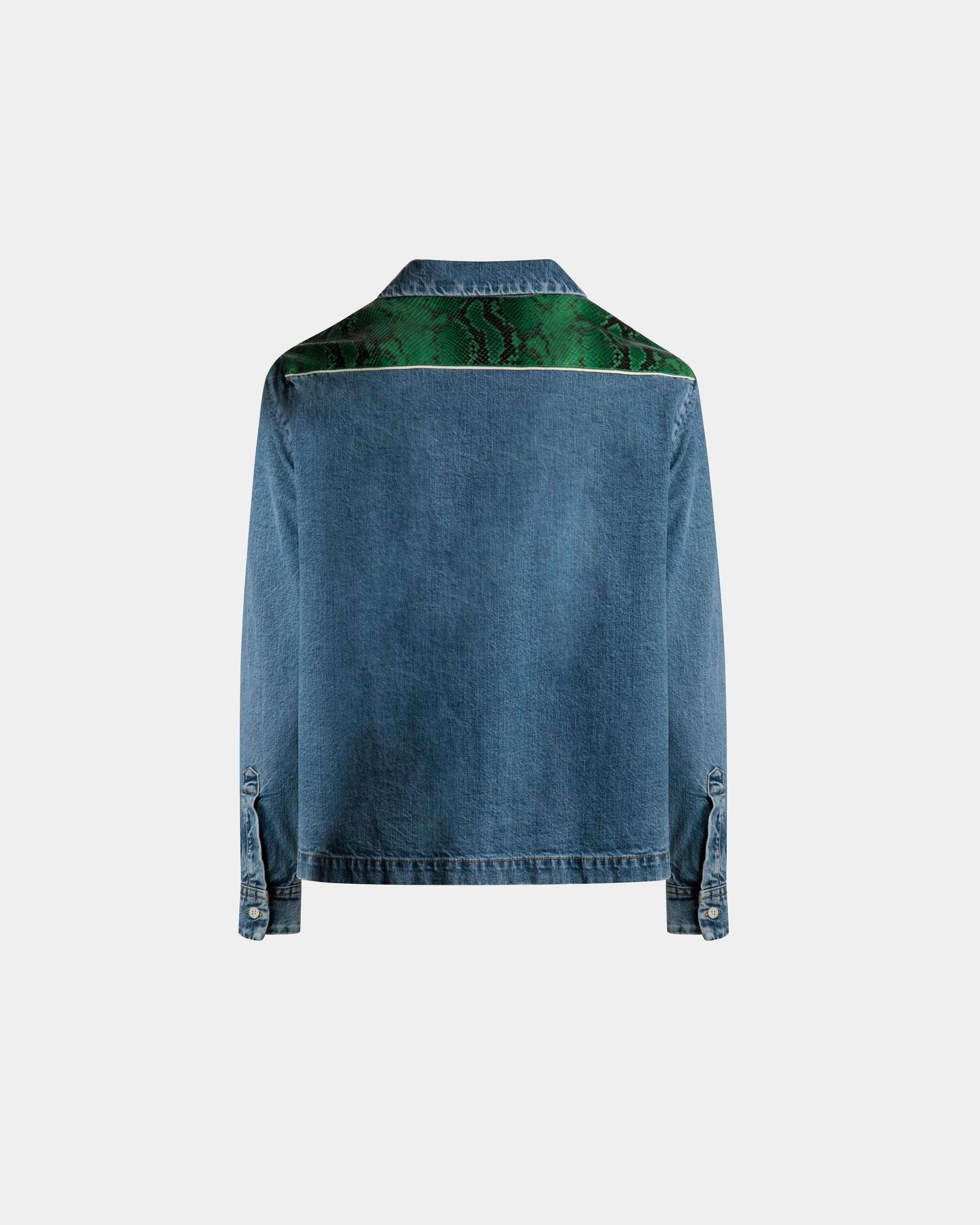 Chemise En Chambray Bleu Clair Et Cuir Imprimé Python Vert - Homme - Bally - 07