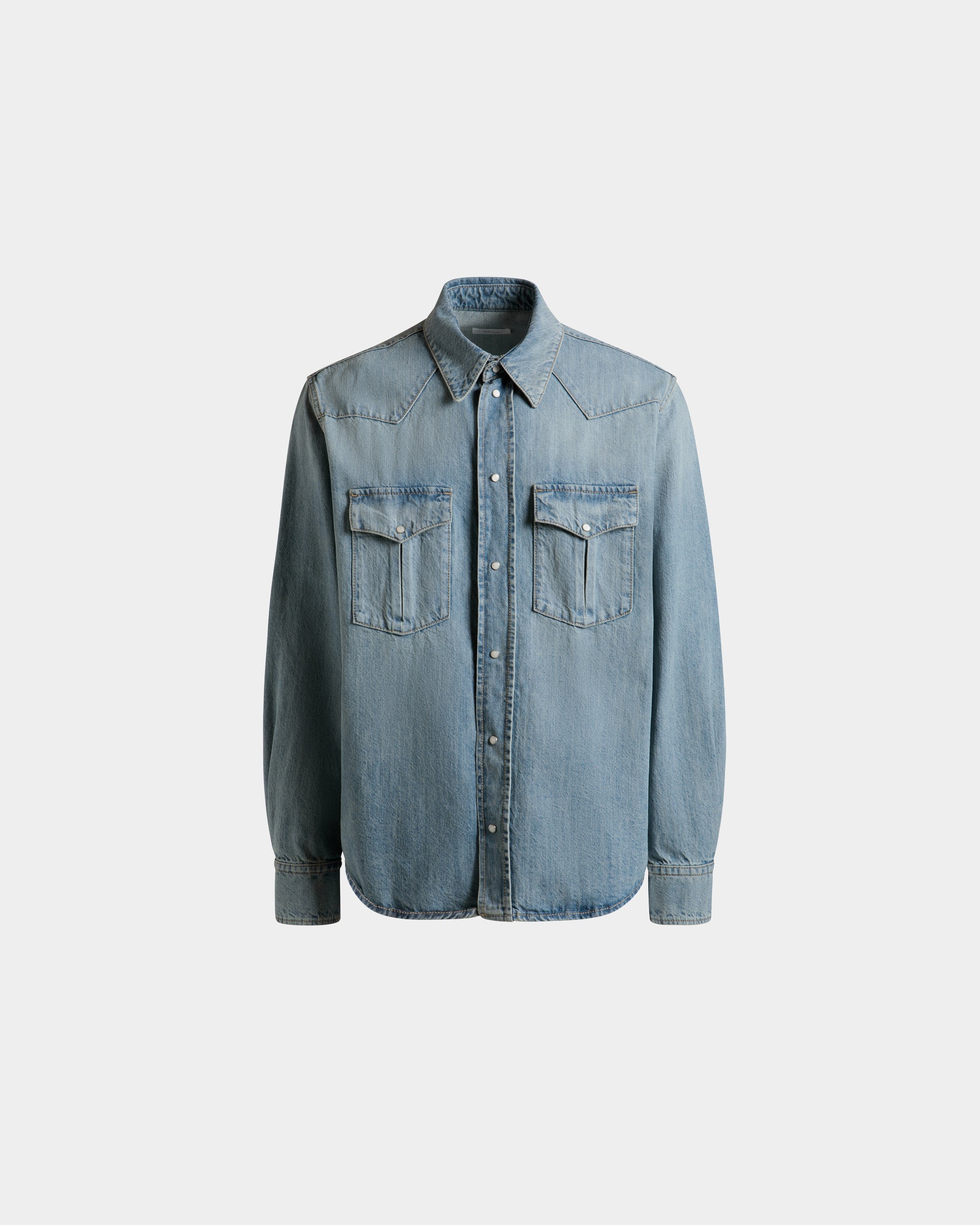 Chemise En Denim De Coton Bleu - Homme - Bally - 01