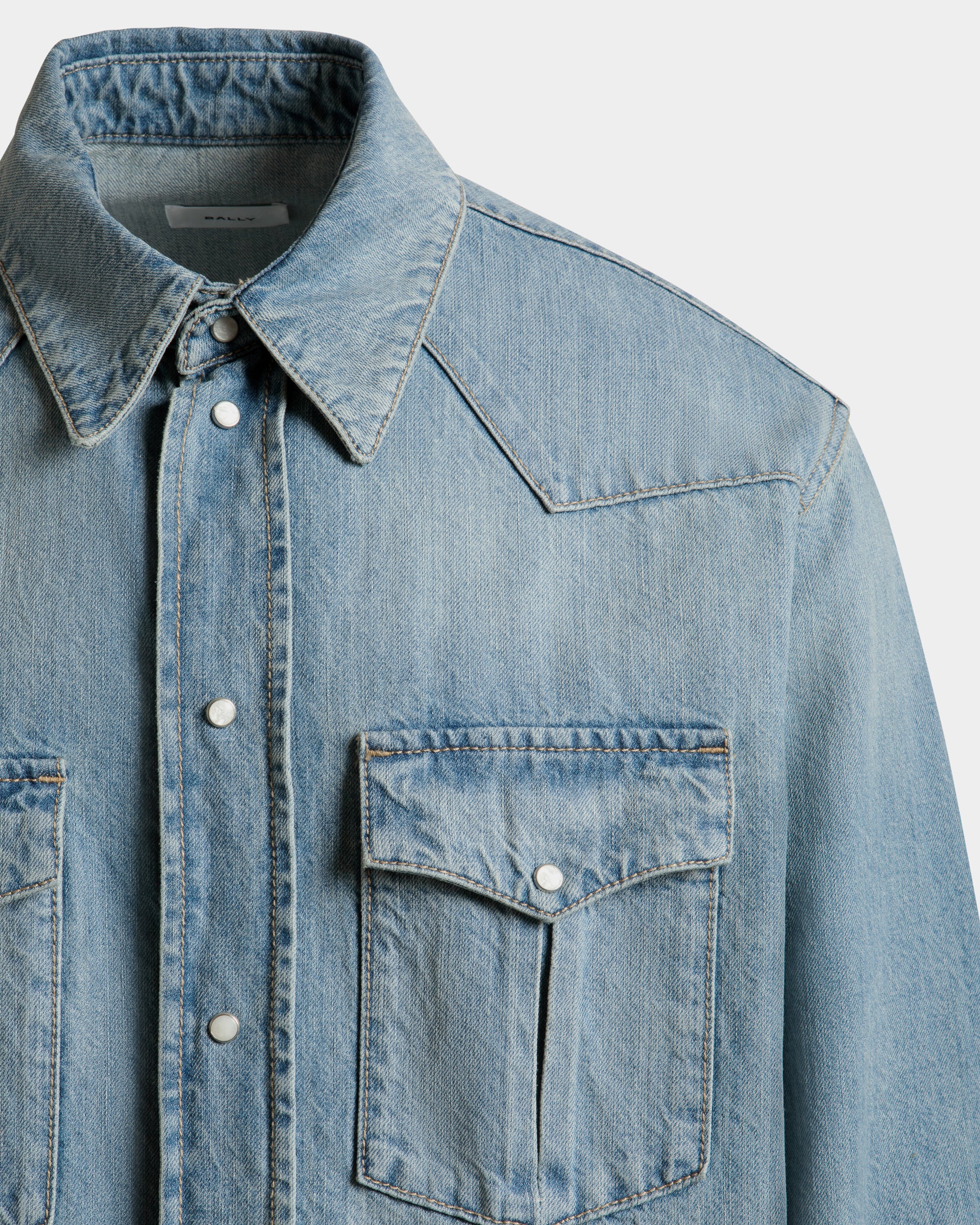 Chemise En Denim De Coton Bleu - Homme - Bally - 02