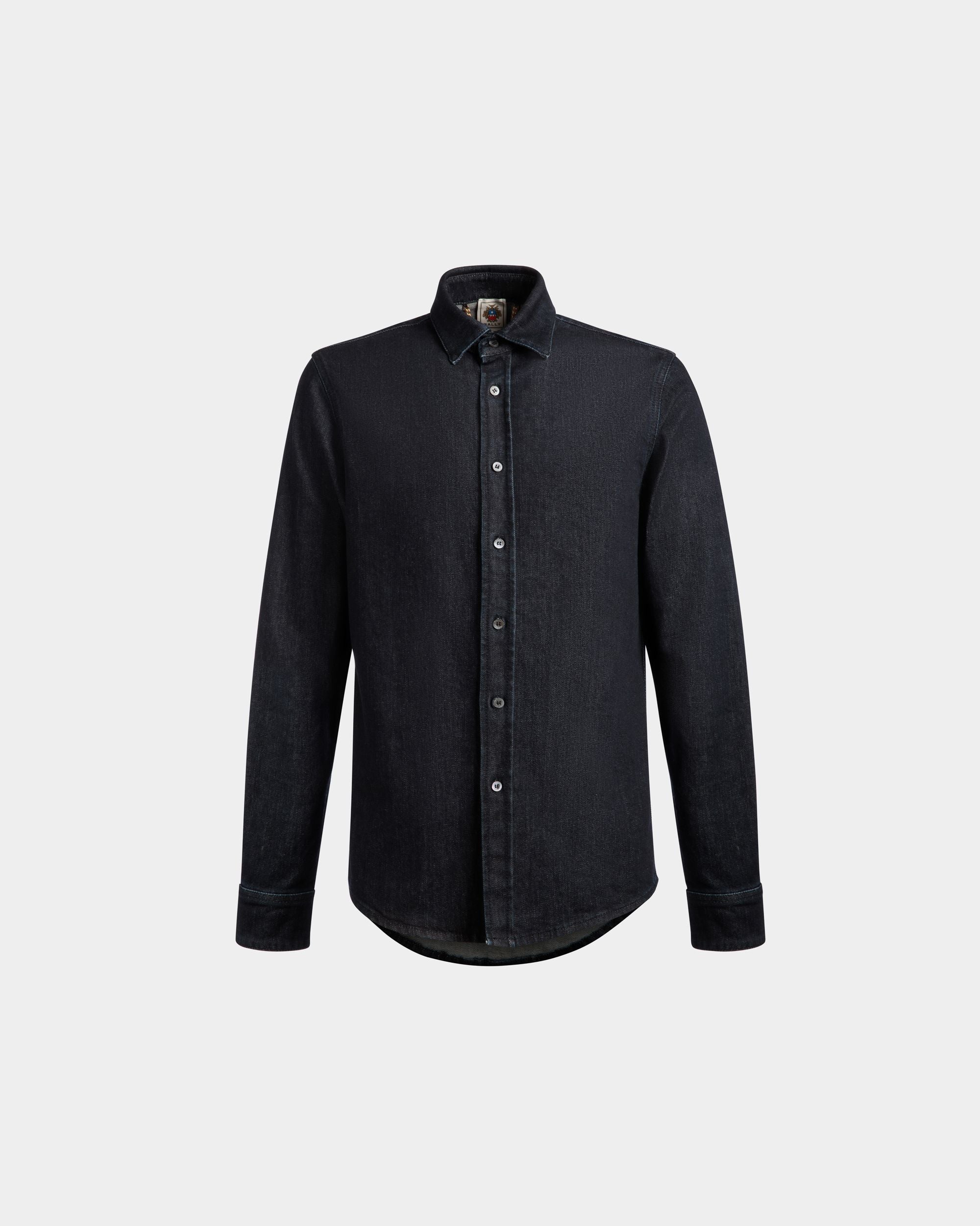 Chemise À Manches Longues Collection Voyage Adrien Brody En Coton Mélangé Navy Blue - Homme - Bally - 01