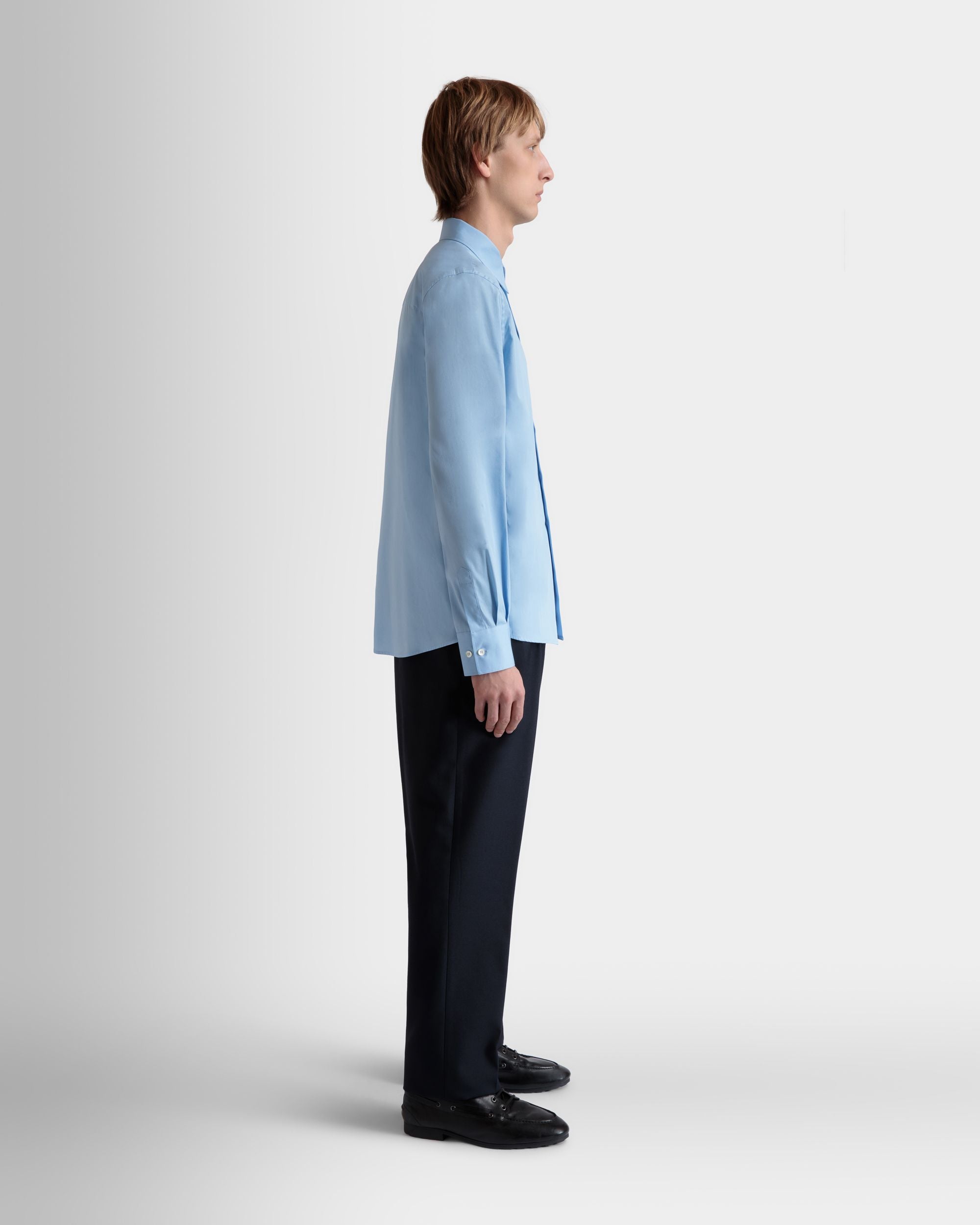 Chemise À Manches Longues En Coton Light Blue - Homme - Bally - 05