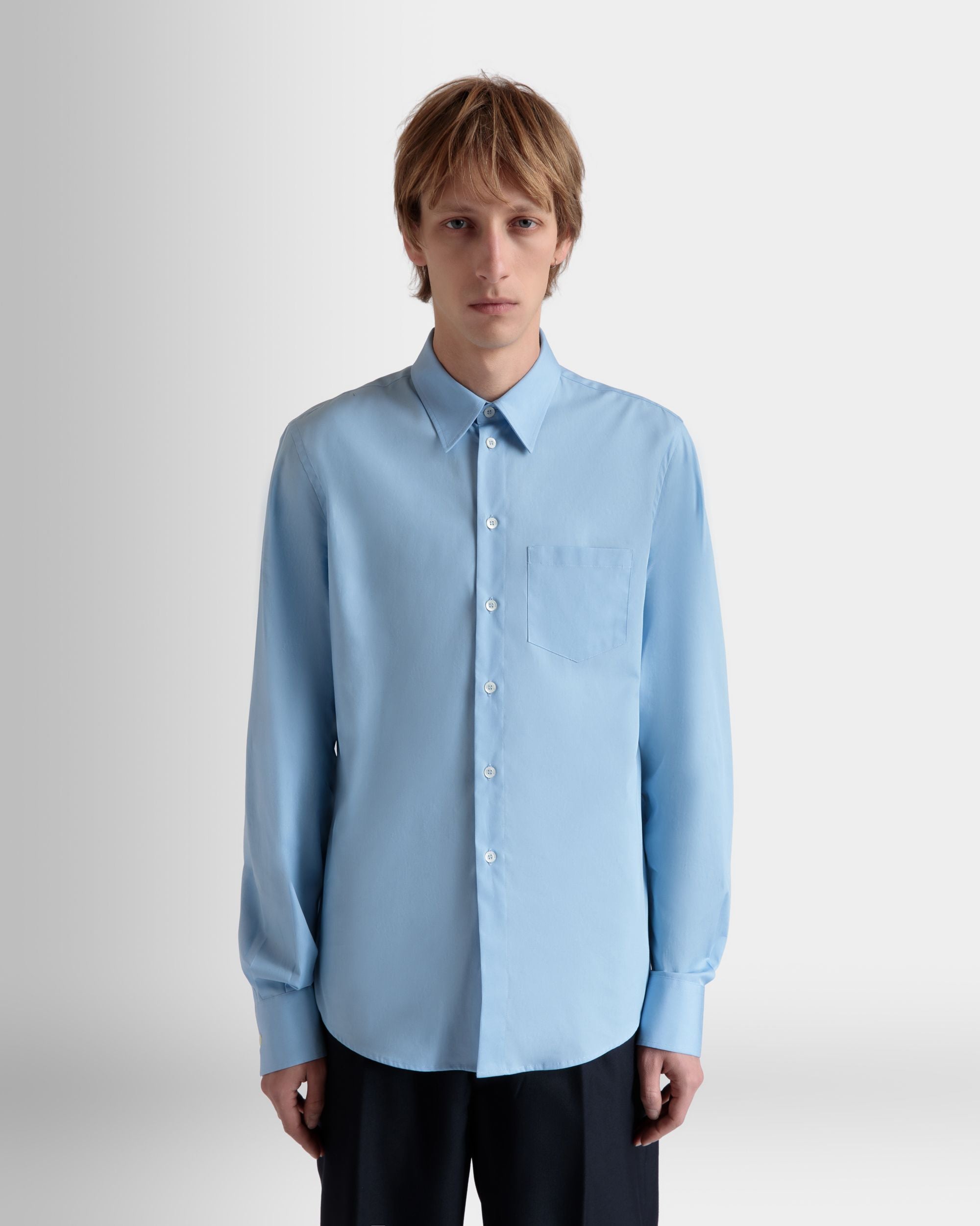 Chemise À Manches Longues En Coton Light Blue - Homme - Bally - 08