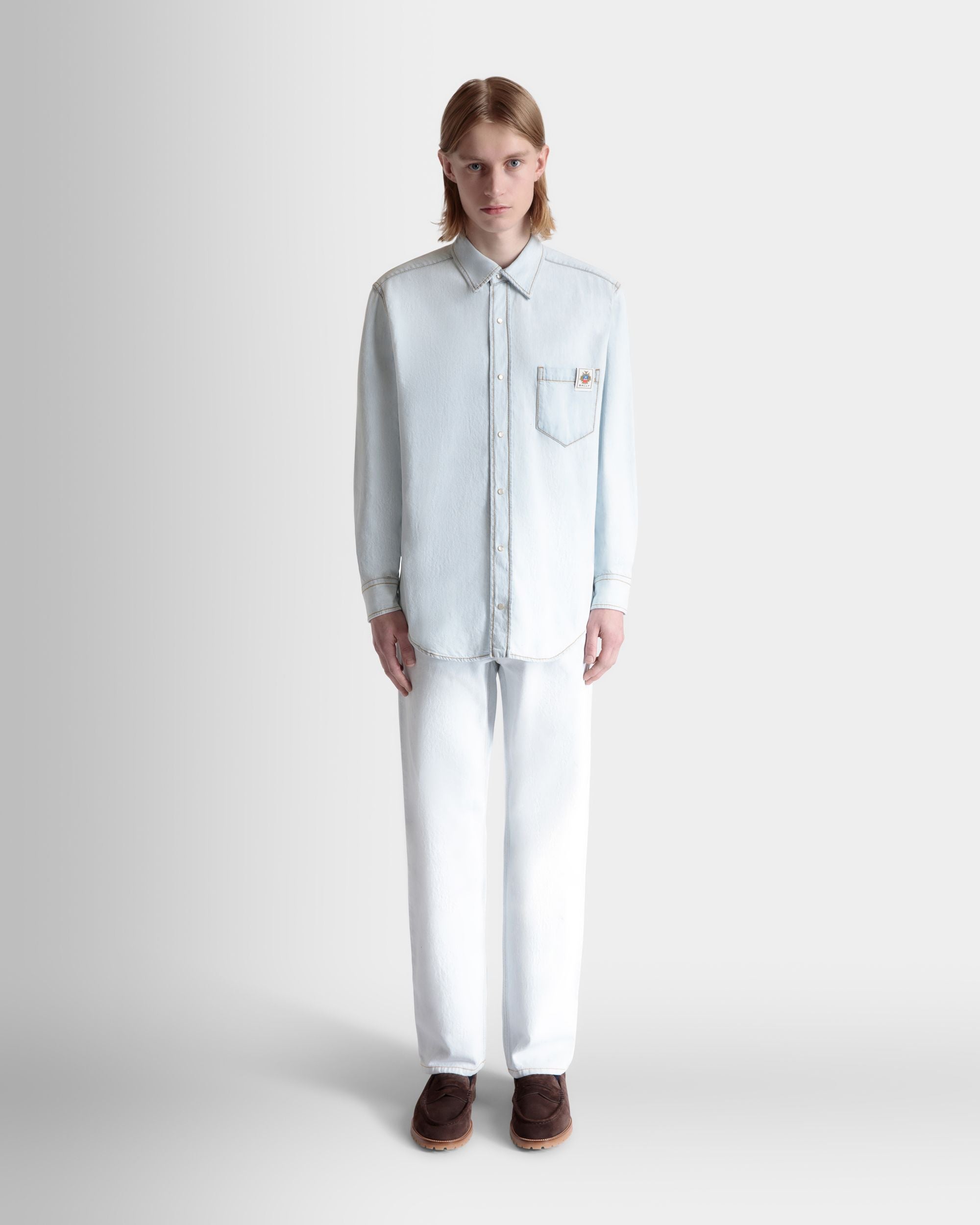 Chemise À Manches Longues En Coton Light Blue - Homme - Bally - 02