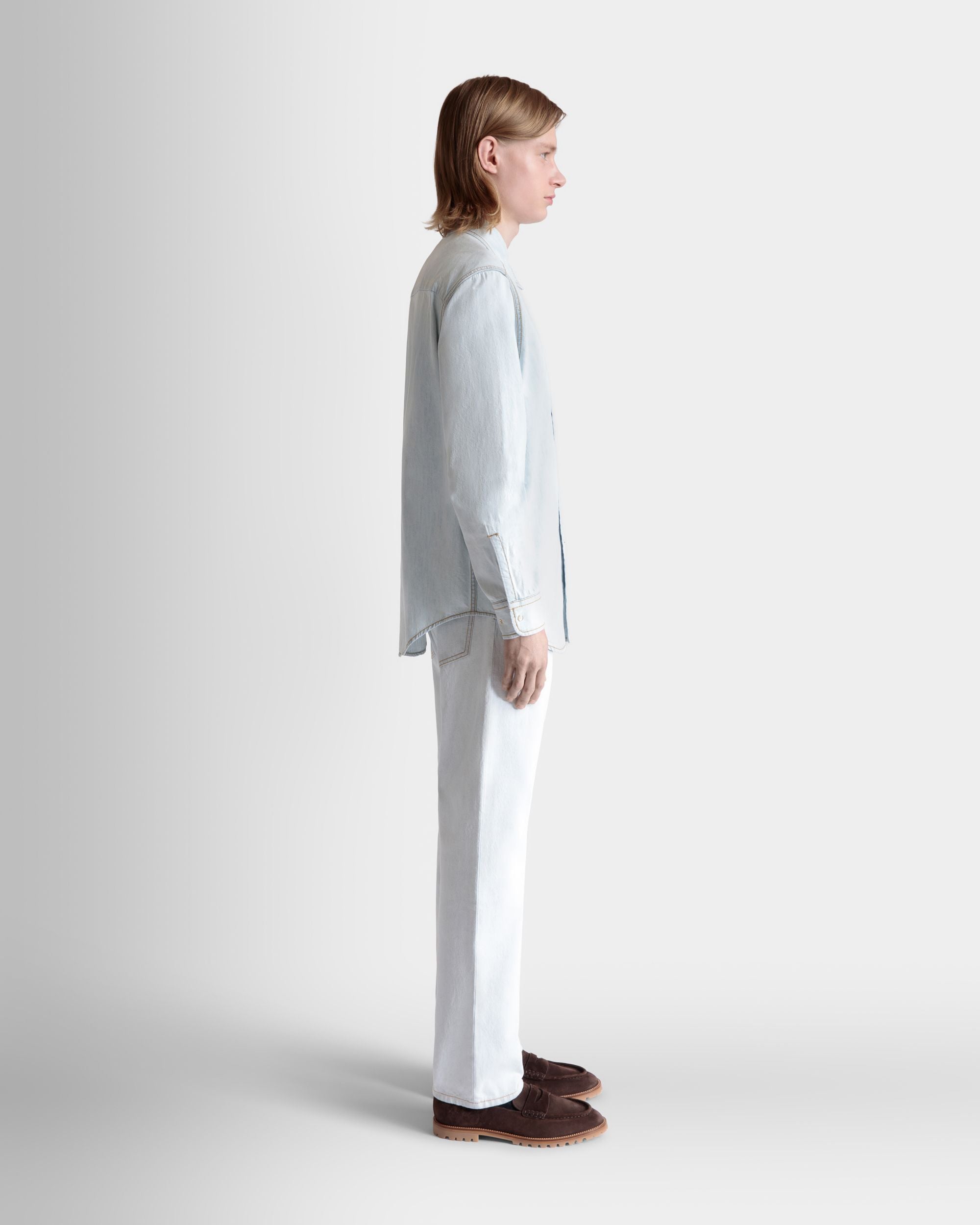 Chemise À Manches Longues En Coton Light Blue - Homme - Bally - 05