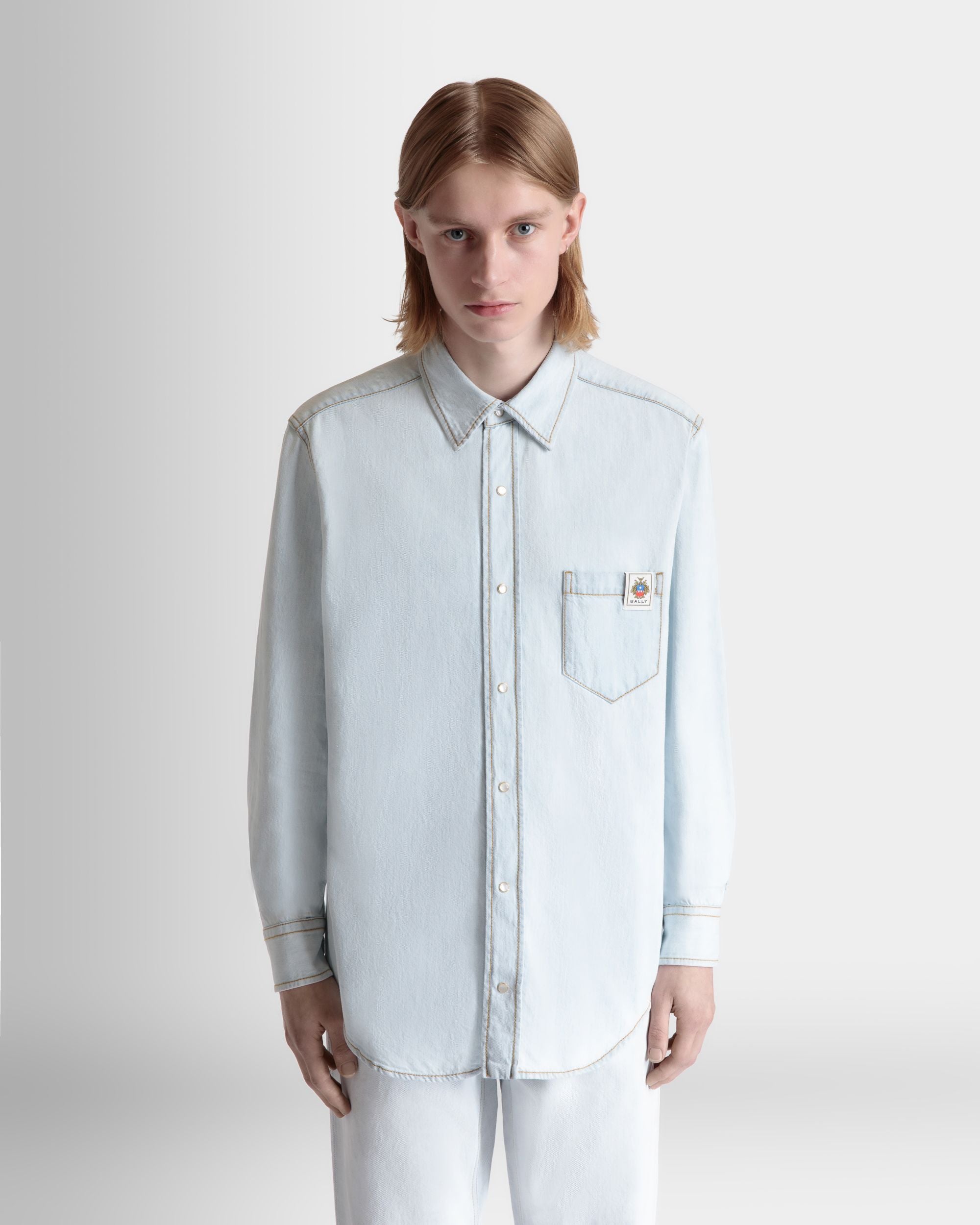 Chemise À Manches Longues En Coton Light Blue - Homme - Bally - 08