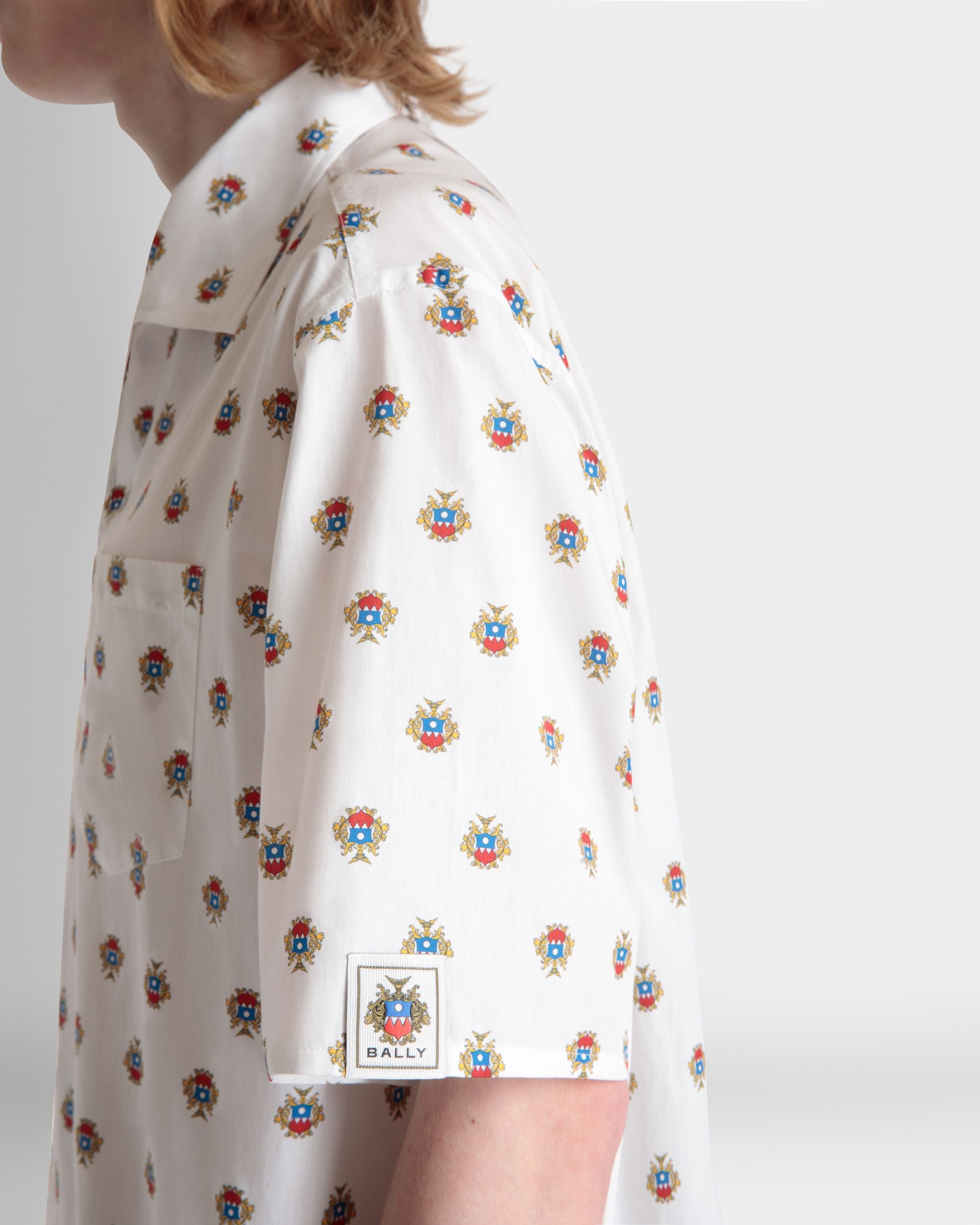 Chemise De Bowling En Coton Blanc Avec Un Imprimé Écusson Bally Crest All-Over - Homme - Bally - 03