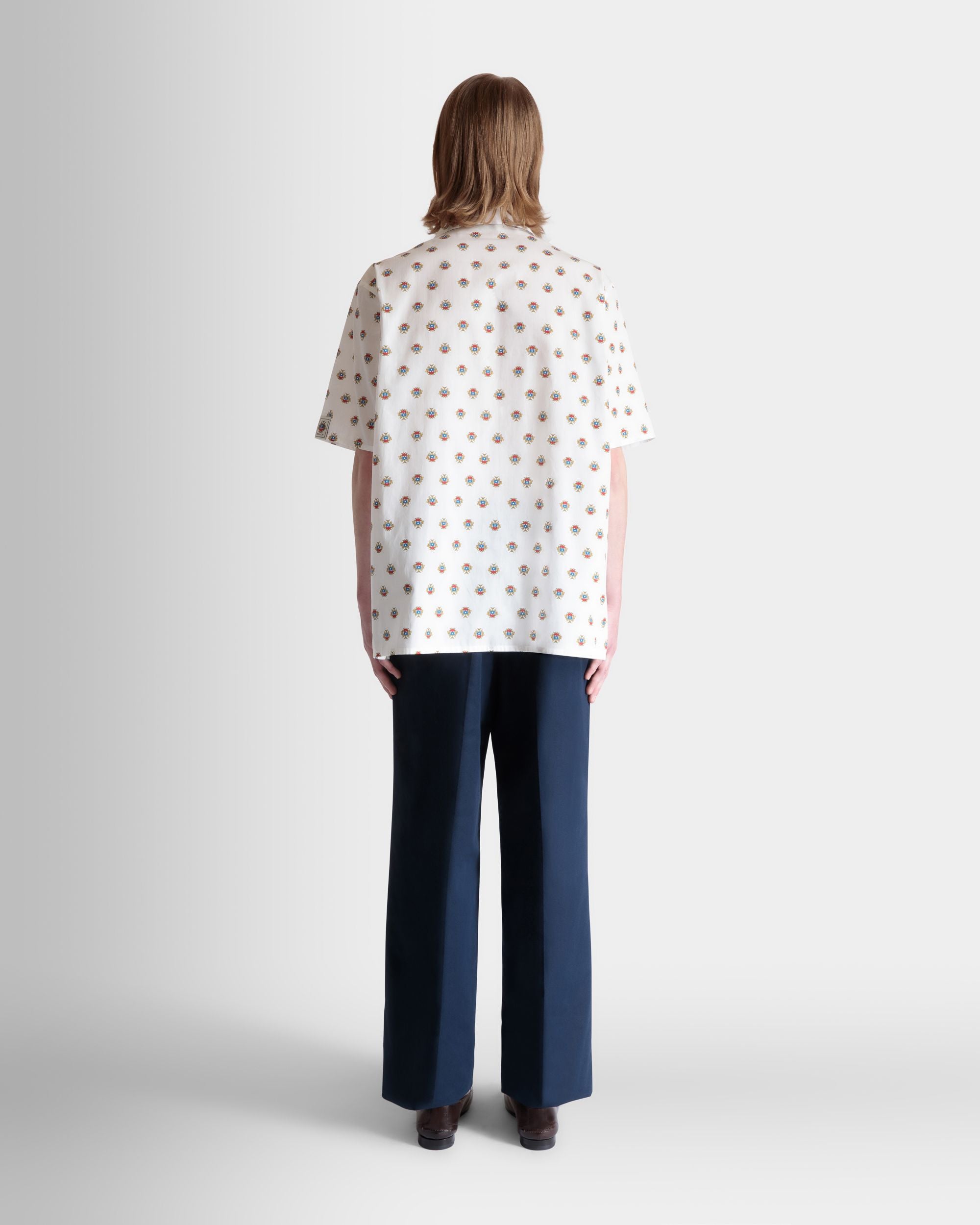 Chemise De Bowling En Coton Blanc Avec Un Imprimé Écusson Bally Crest All-Over - Homme - Bally - 06