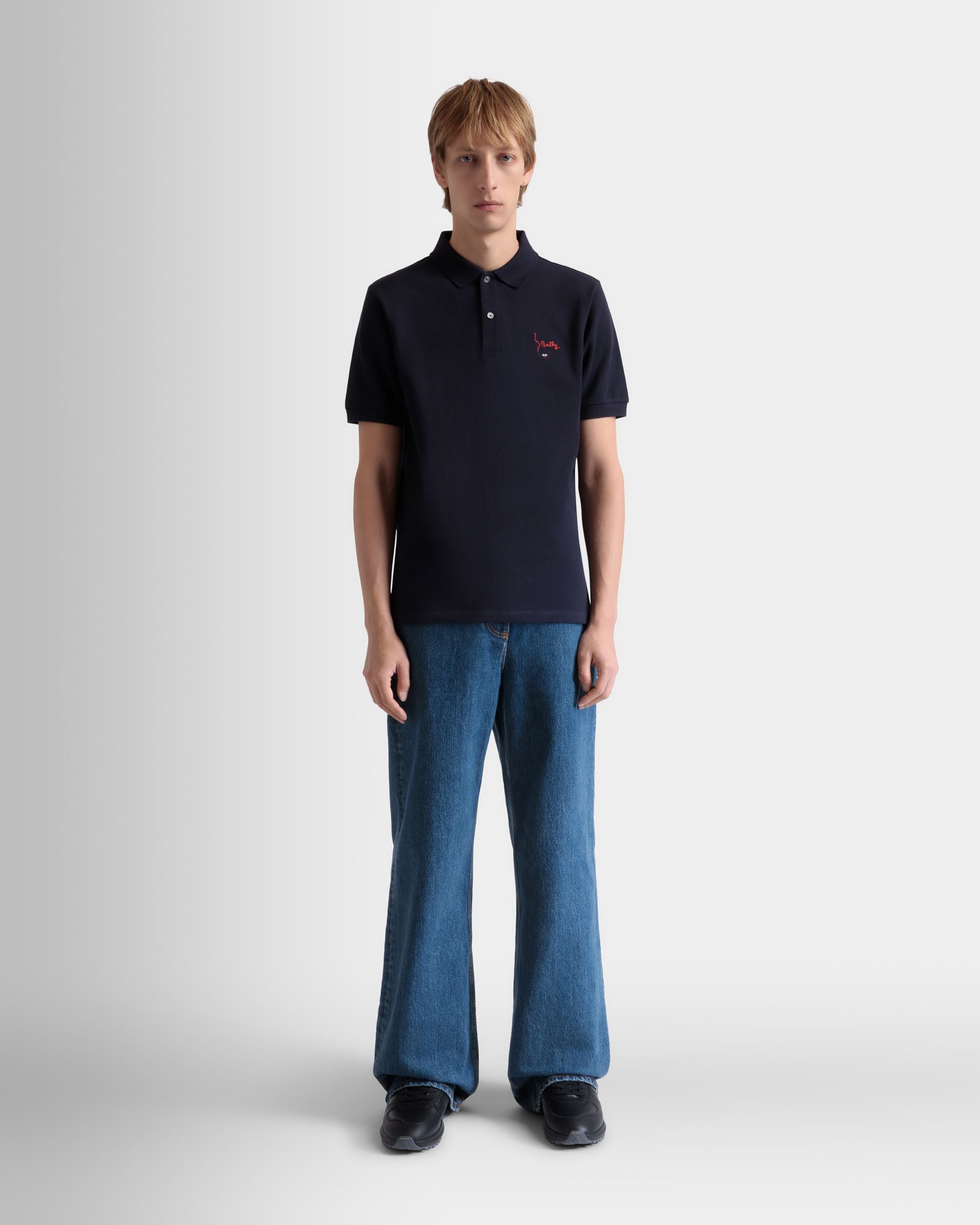 Polo En Coton Navy Blue - Homme - Bally - 02