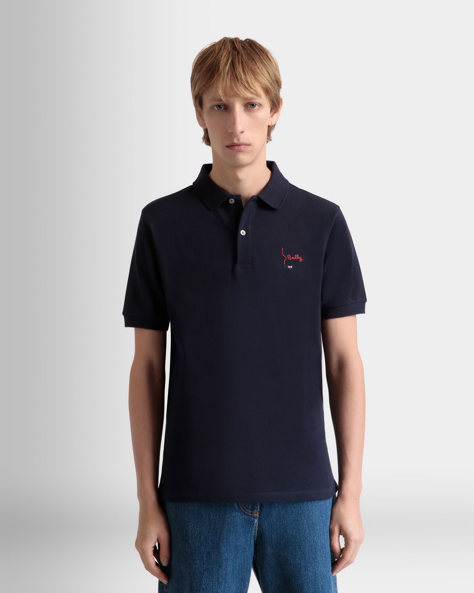 Polo En Coton Navy Blue - Homme - Bally - 08