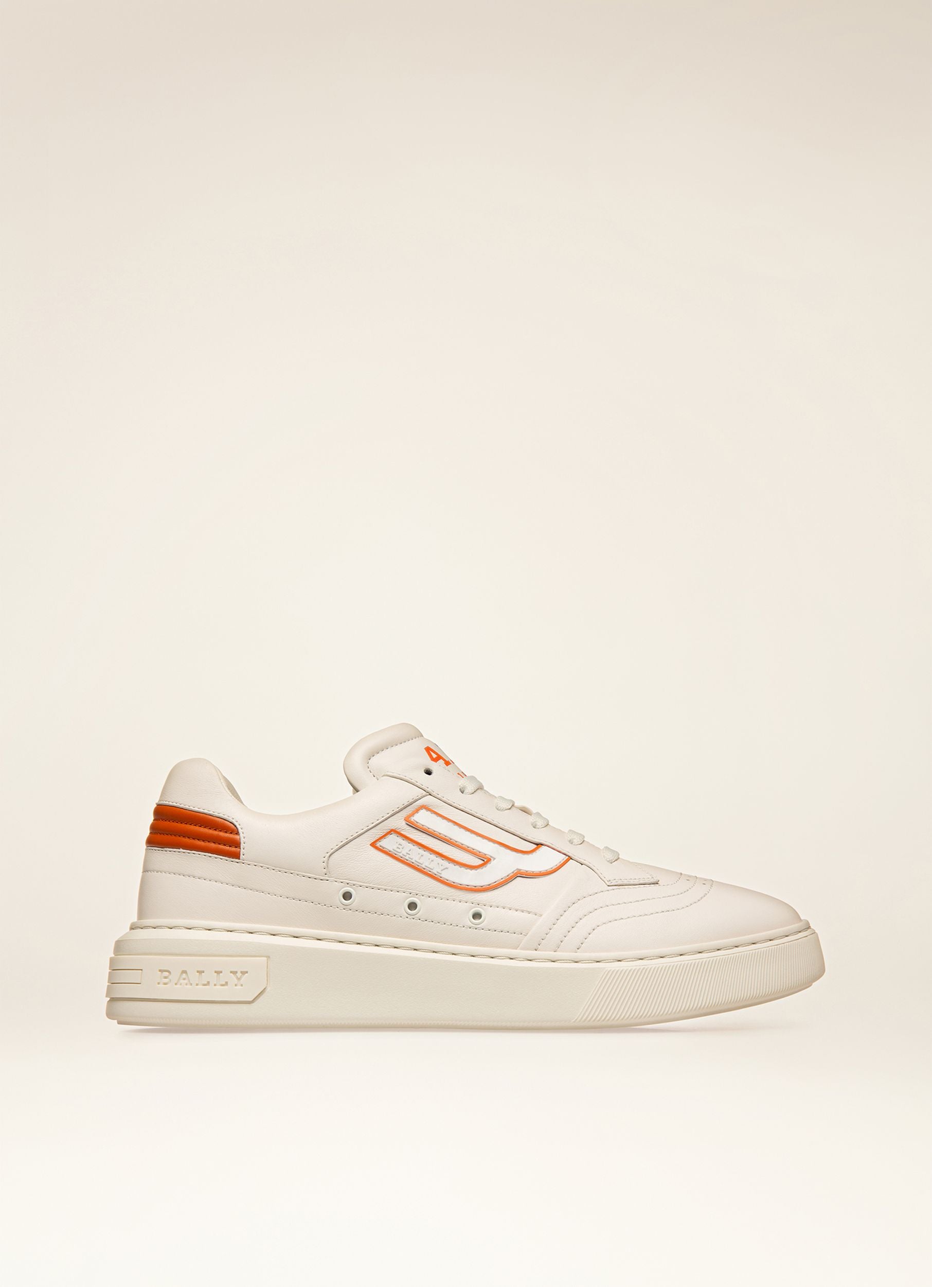 Triumph Sneakers En Cuir Blanc Et Orange - Homme - Bally - 01