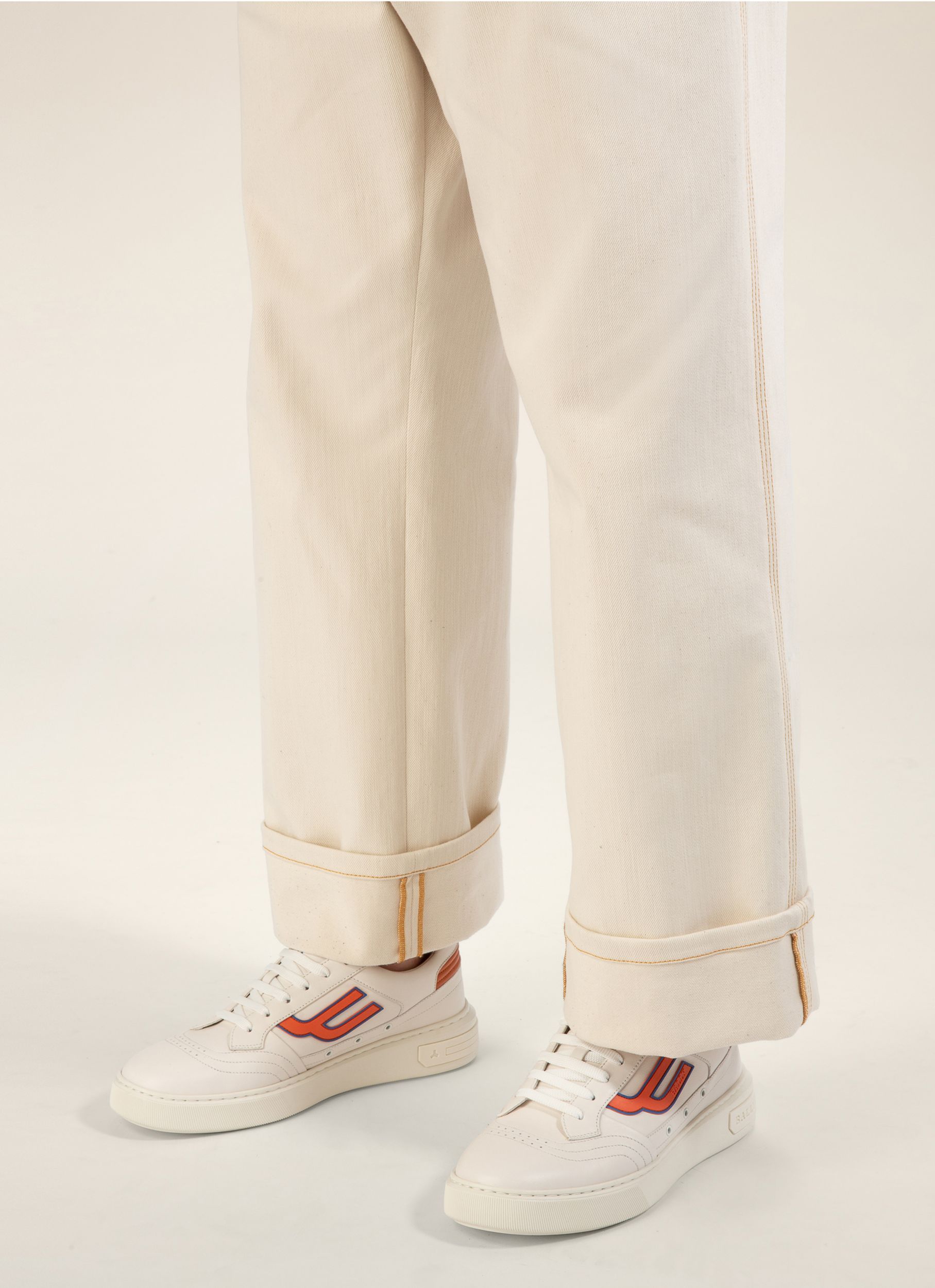 Triumph Sneakers En Cuir Blanc Et Orange - Homme - Bally - 06