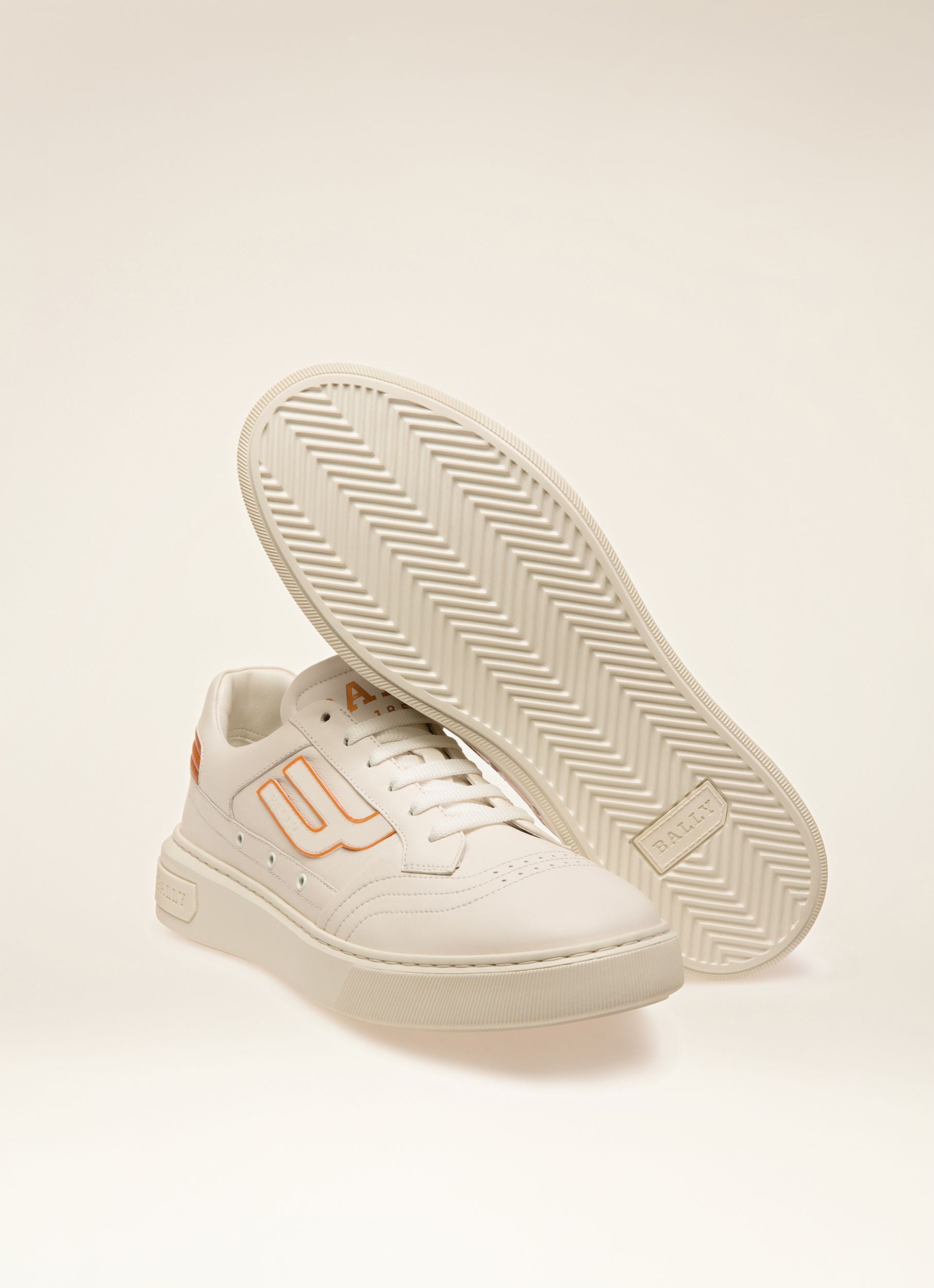 Triumph Sneakers En Cuir Blanc Et Orange - Homme - Bally - 07