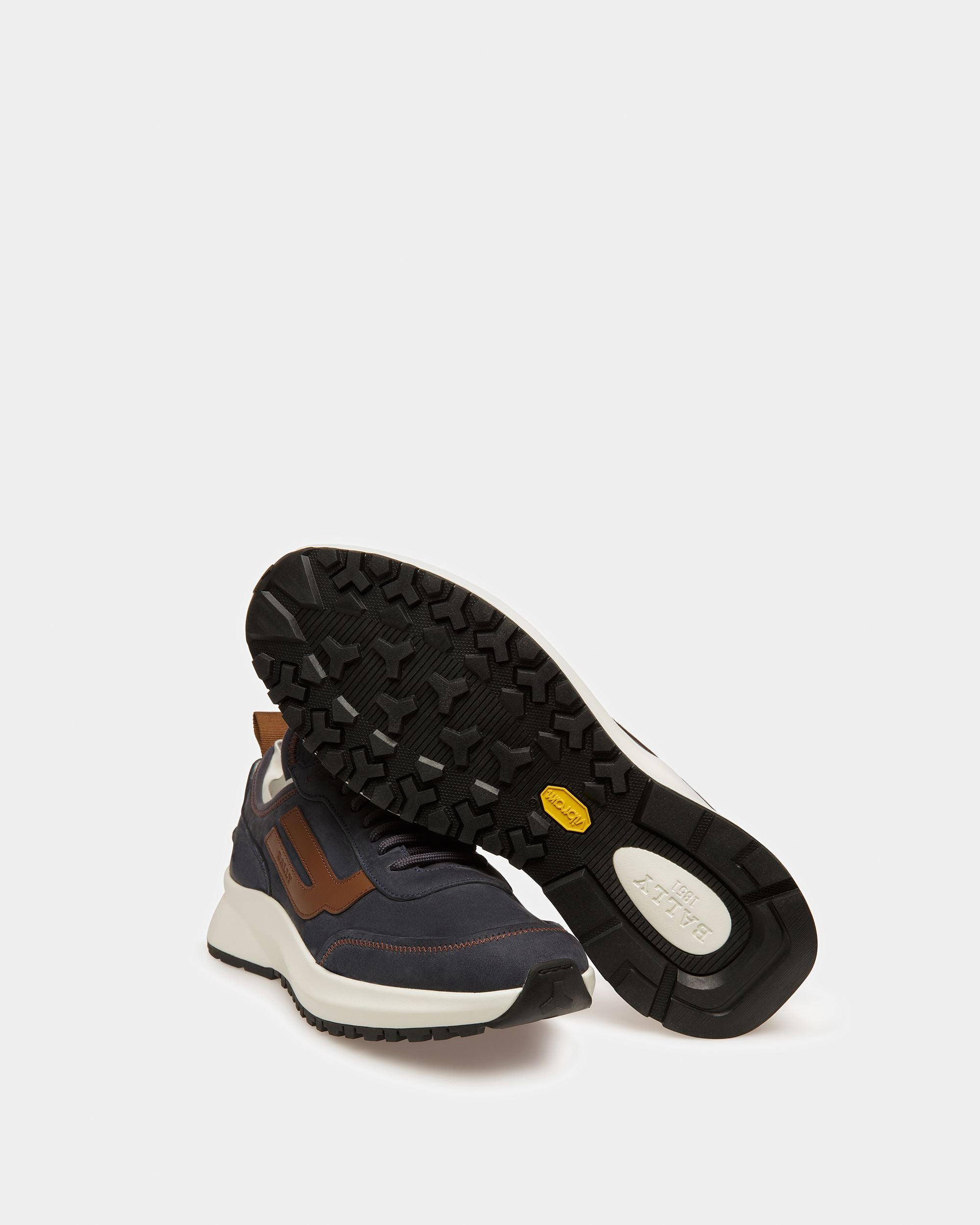 Darys Sneakers En Cuir Bleu Nuit Et Marron - Homme - Bally - 04