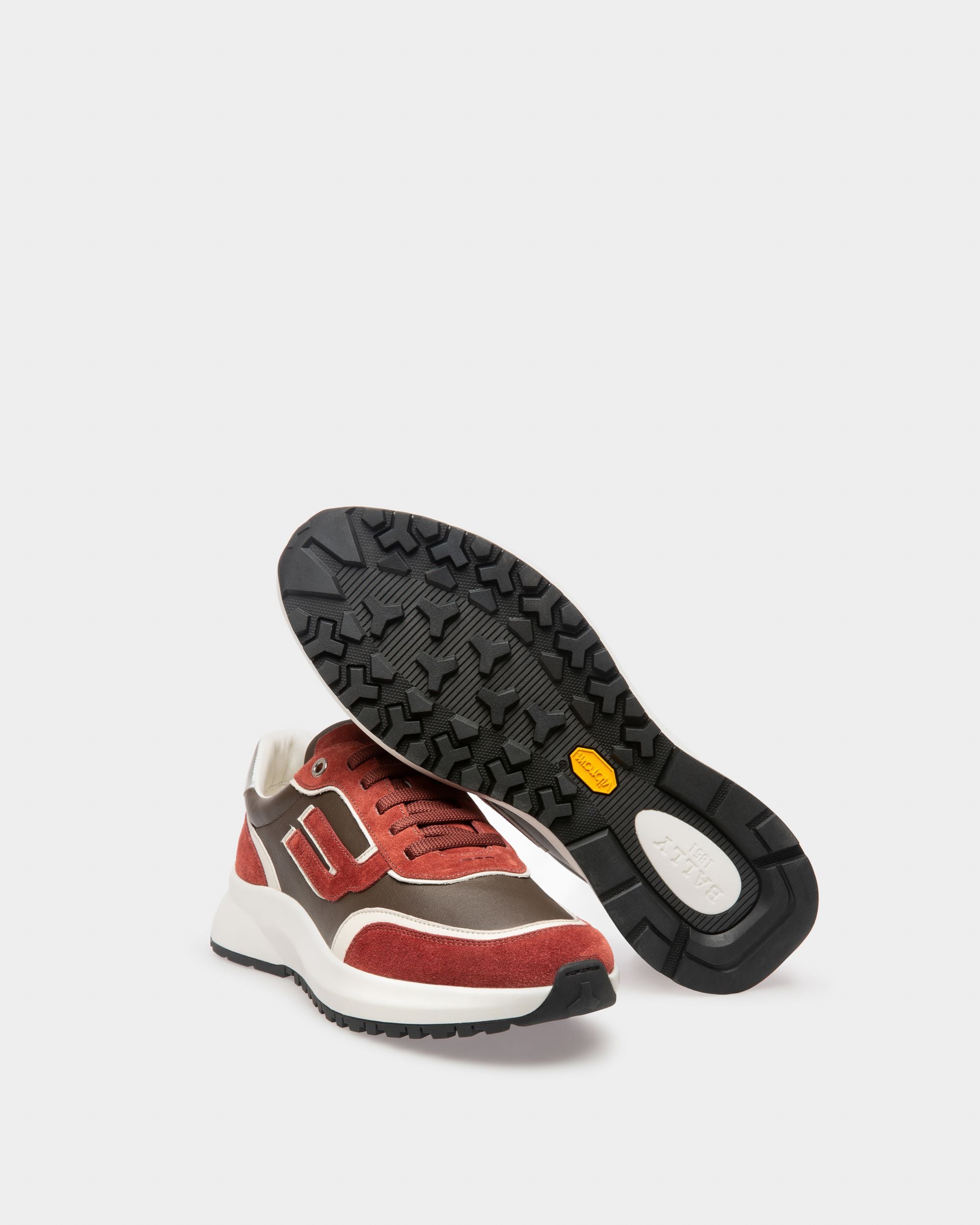 Demmy Sneakers En Cuir Rouge Heritage Et Marron - Homme - Bally - 04