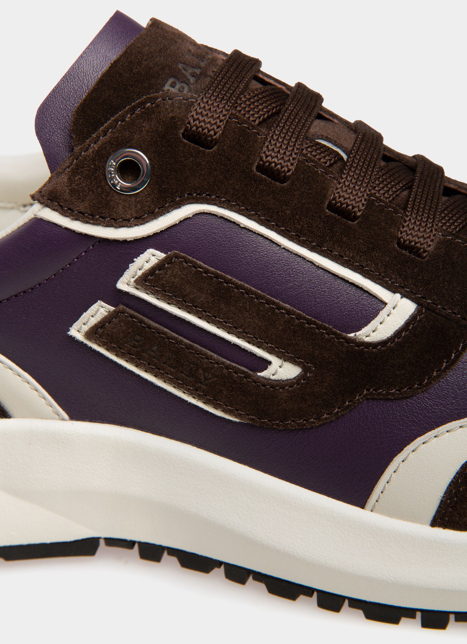Sneaker Outline En Cuir Violet Et Daim Marron - Homme - Bally - 05