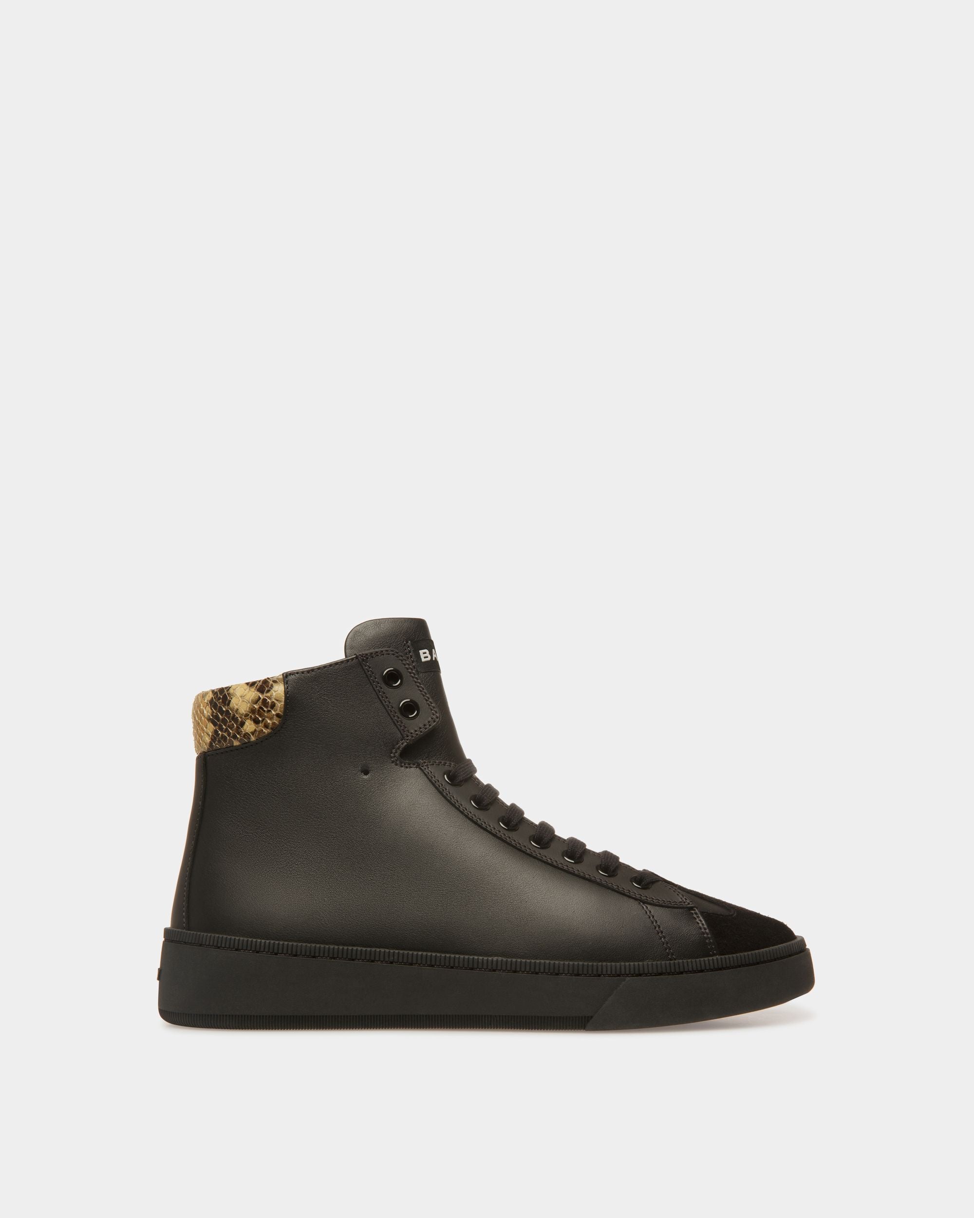 Sneakers Raise En cuir noir et imprimé python - Homme - Bally - 01