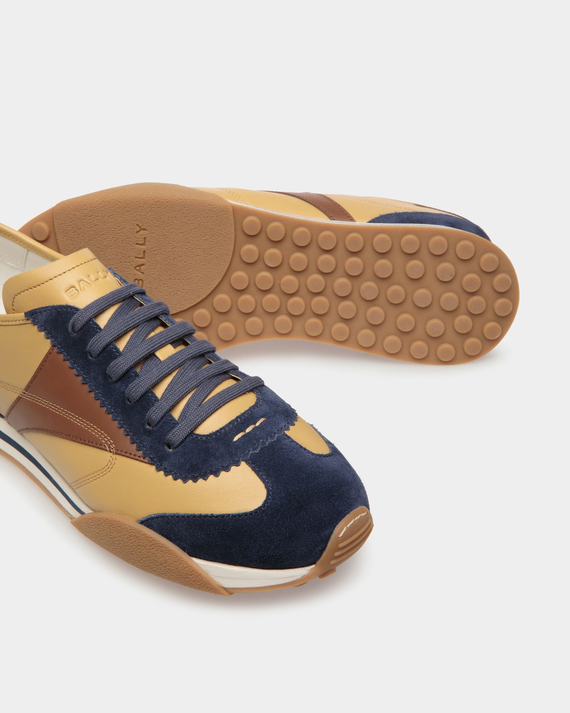 Sneakers Sussex En Cuir Bleu Marine Et Marron - Homme - Bally - 05