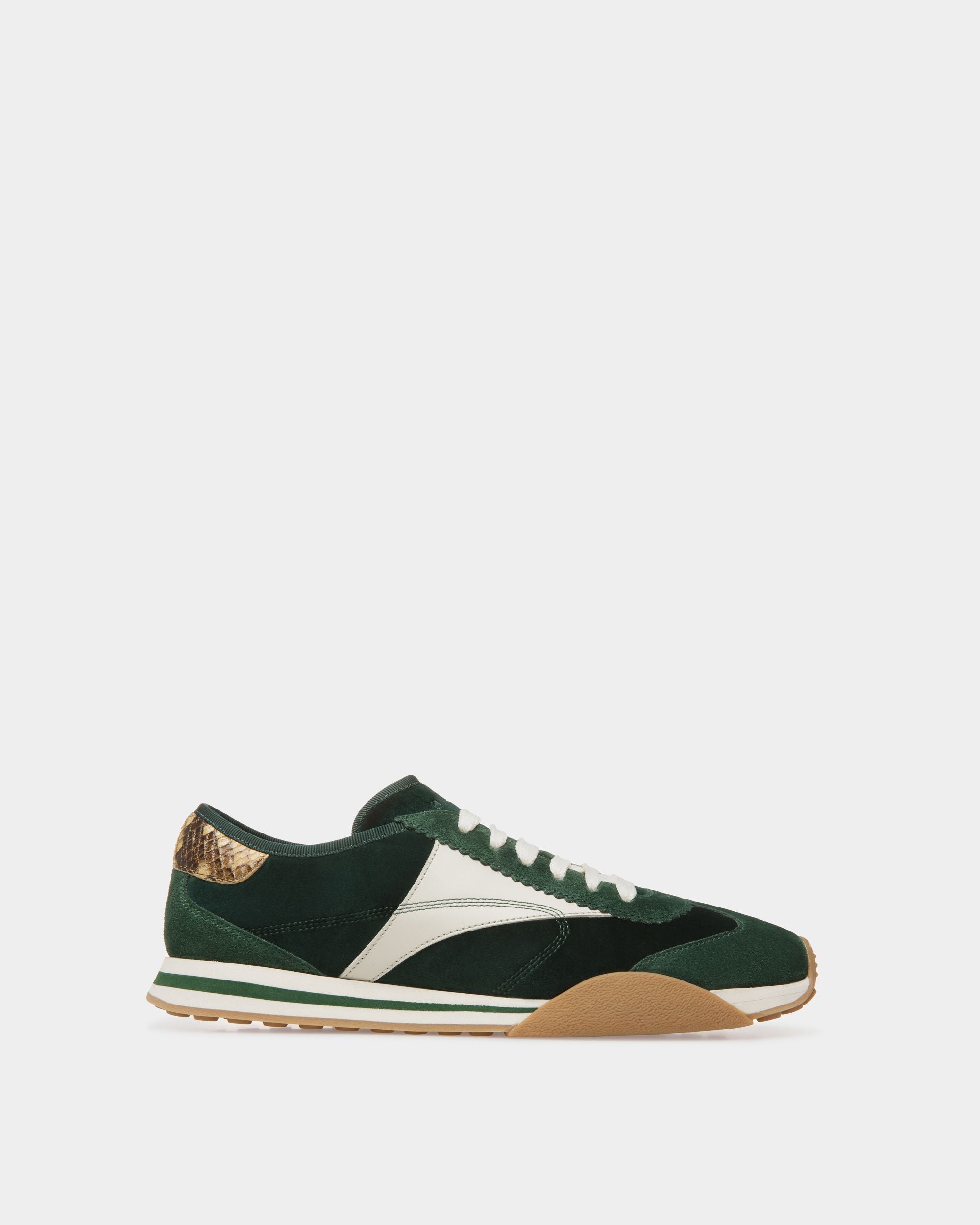 Sneakers Sussex En Cuir Et Coton Vert Et Blanc Poussière - Homme - Bally - 01