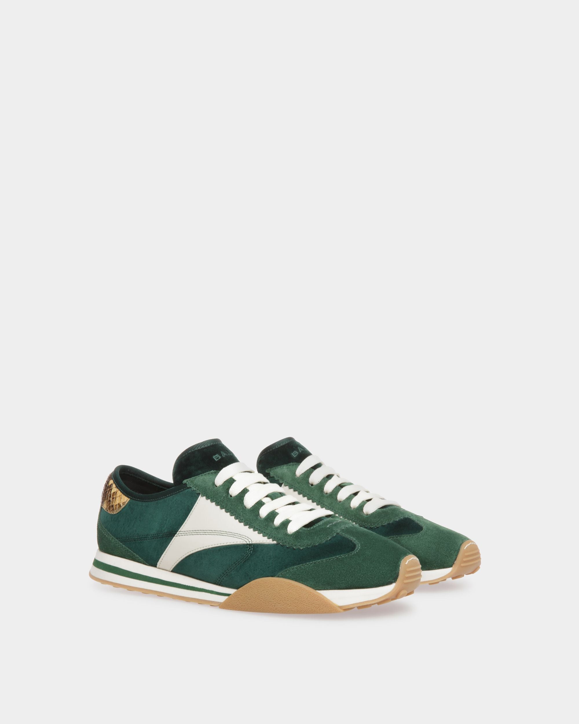 Sneakers Sussex En Cuir Et Coton Vert Et Blanc Poussière - Homme - Bally - 03