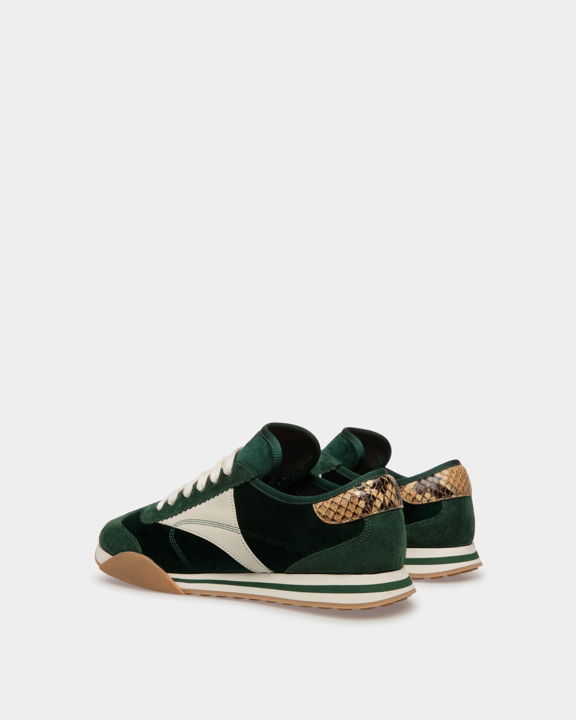 Sneakers Sussex En Cuir Et Coton Vert Et Blanc Poussière - Homme - Bally - 04