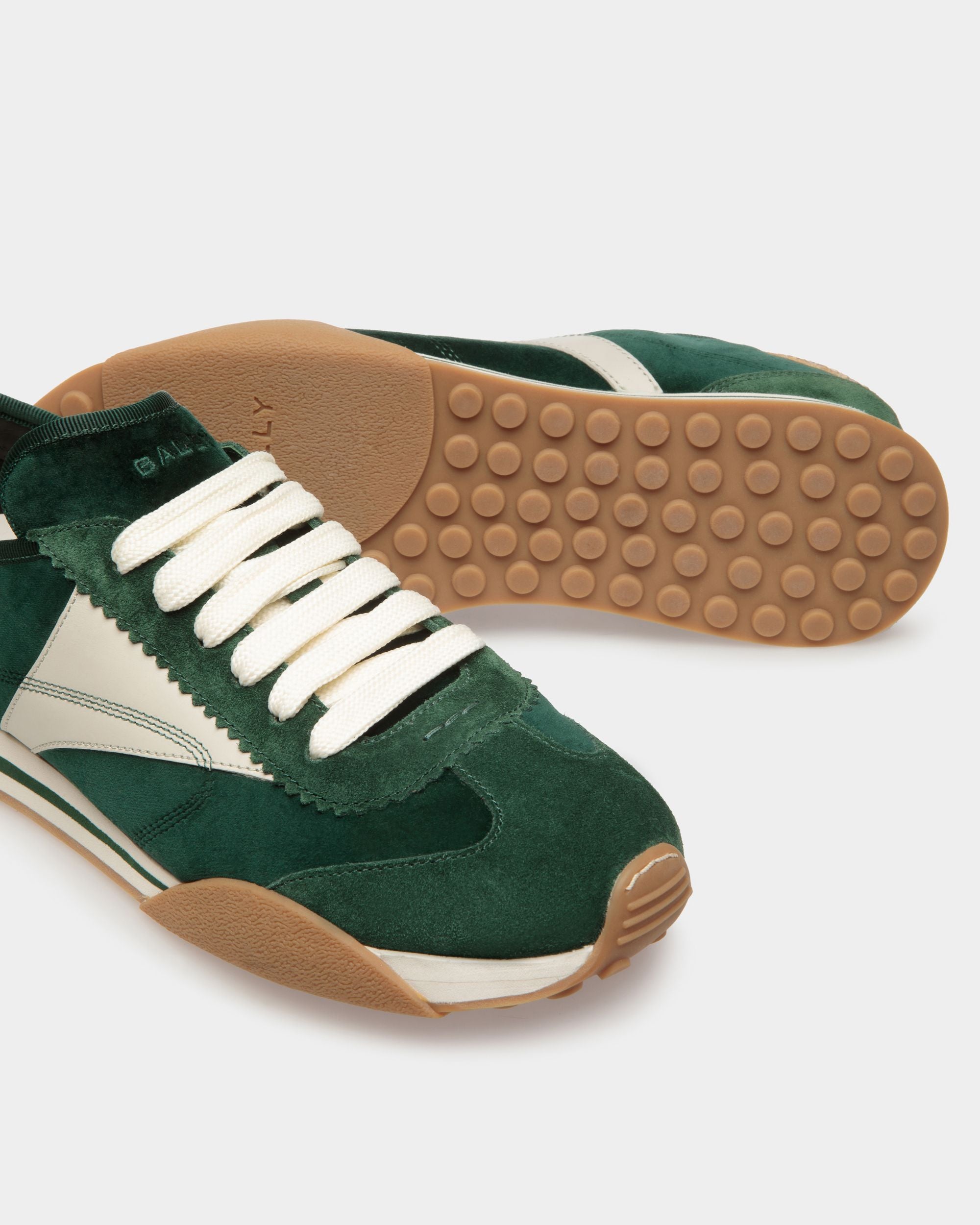 Sneakers Sussex En Cuir Et Coton Vert Et Blanc Poussière - Homme - Bally - 05