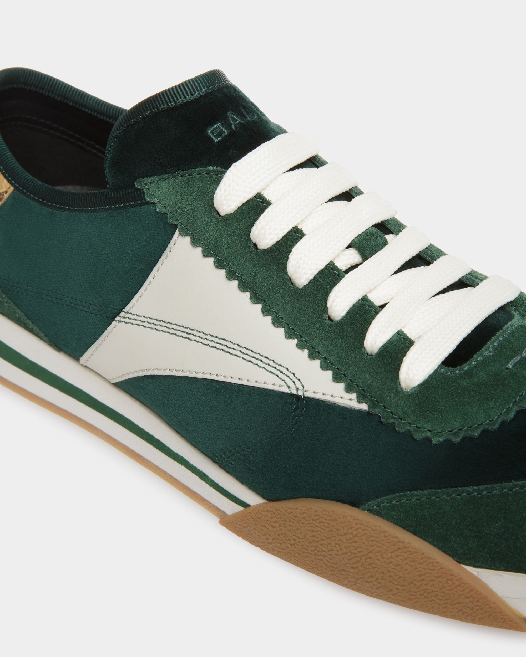 Sneakers Sussex En Cuir Et Coton Vert Et Blanc Poussière - Homme - Bally - 06