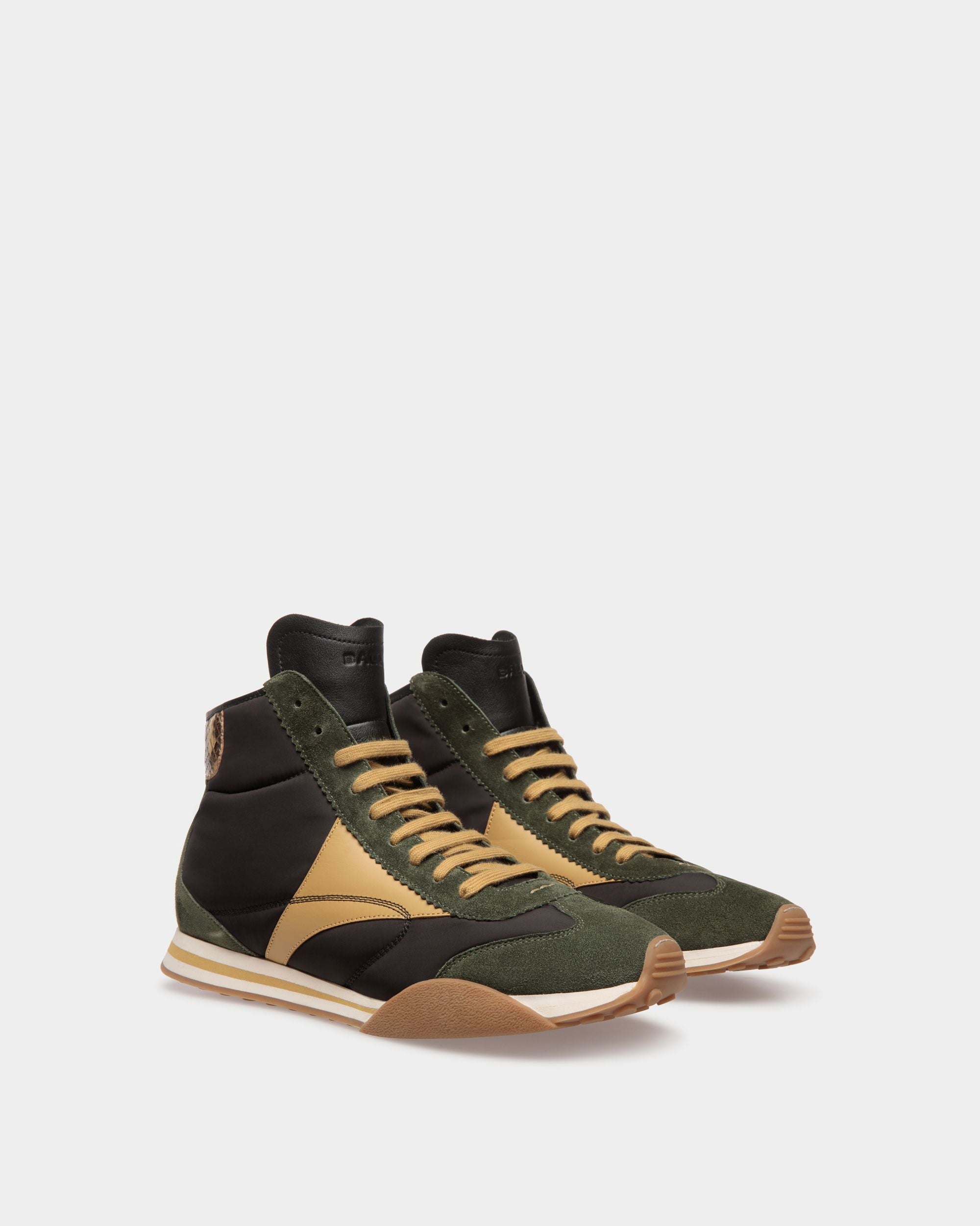 Sneakers Sussex En cuir et tissu vert et noir - Homme - Bally - 02
