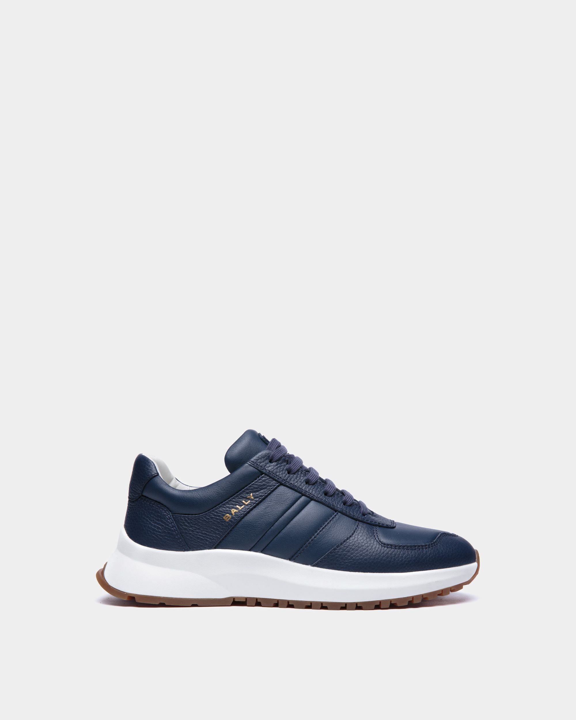Sneaker Outline En Cuir Grainé Bleu - Homme - Bally - 01