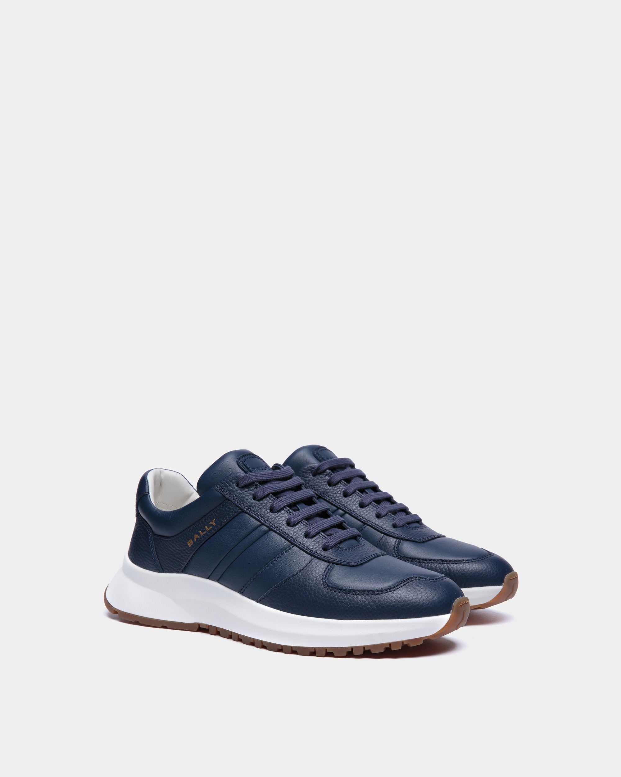 Sneaker Outline En Cuir Grainé Bleu - Homme - Bally - 02
