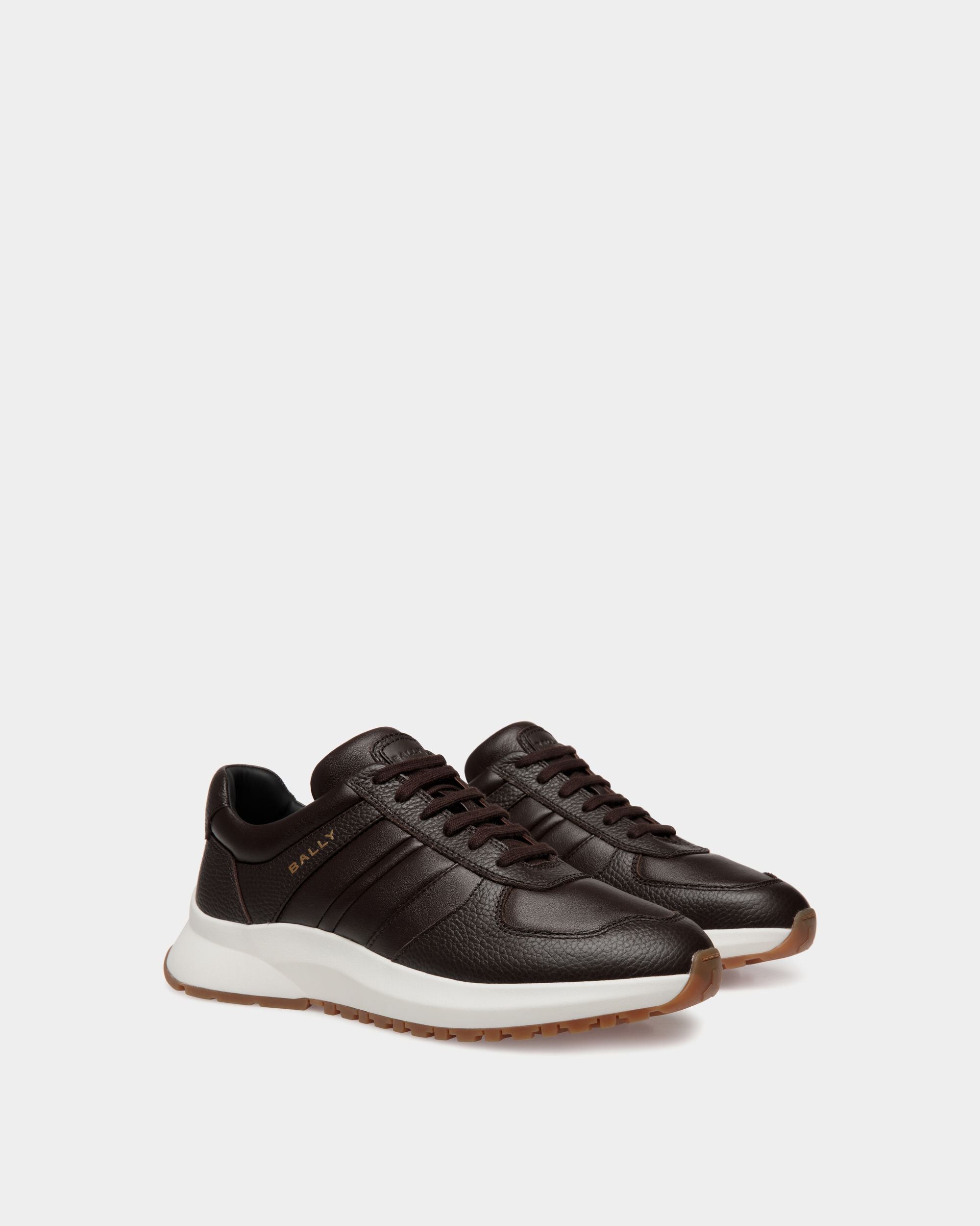 Sneaker Outline En Cuir Grainé Ebano - Homme - Bally - 02