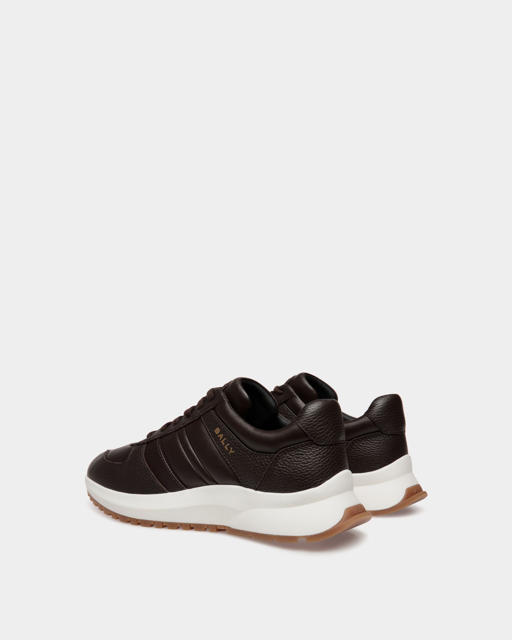 Sneaker Outline En Cuir Grainé Ebano - Homme - Bally - 03