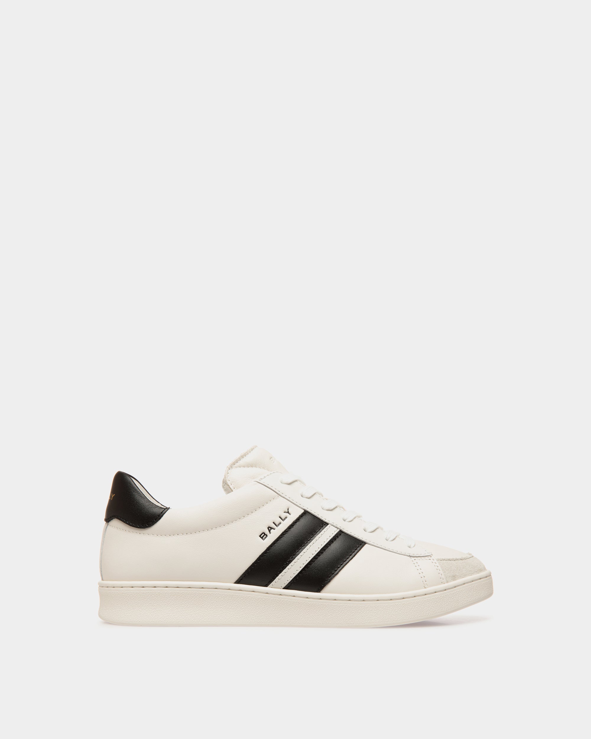 Sneaker Tennis En Cuir Blanc Et Noir - Homme - Bally - 01