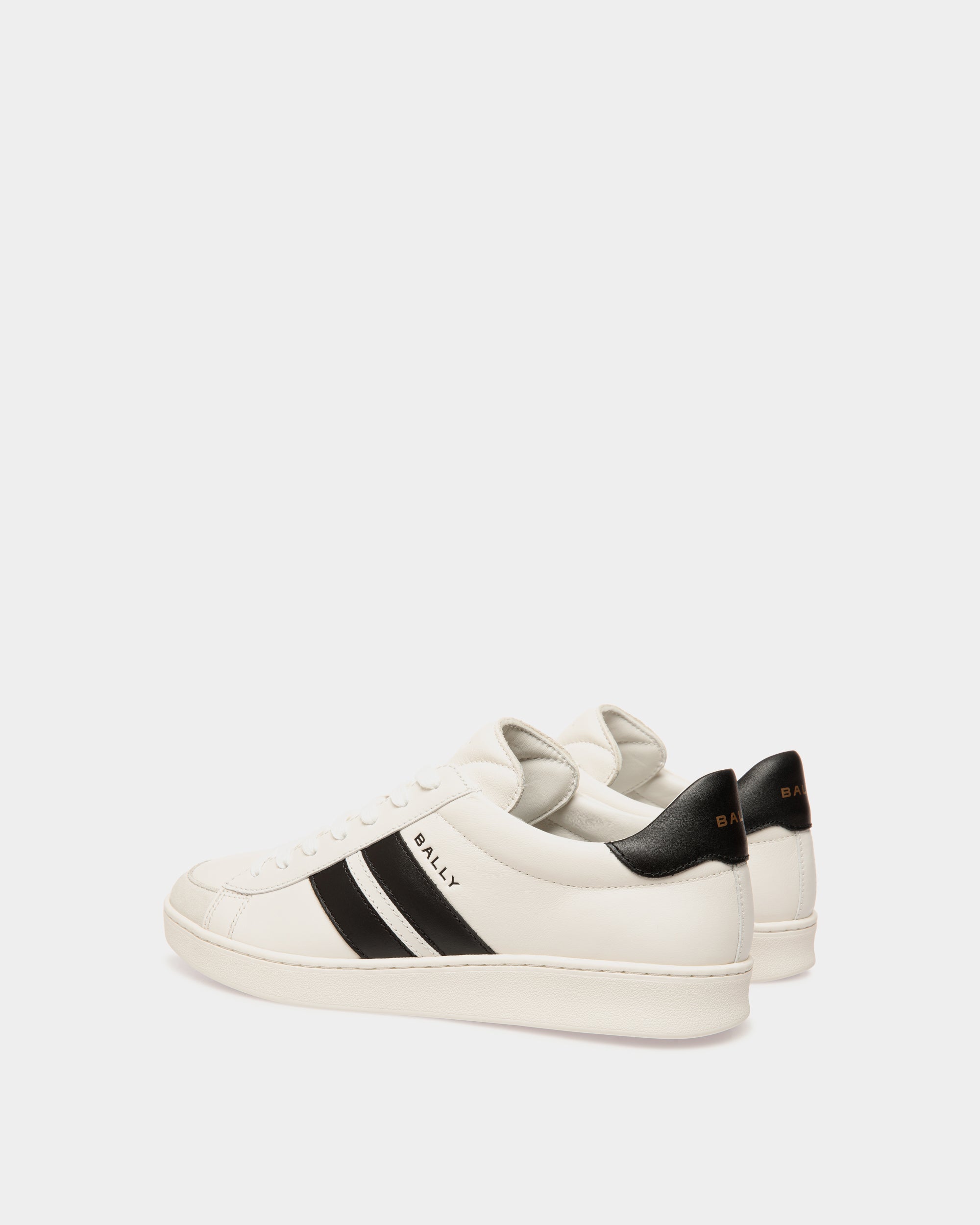 Sneaker Tennis En Cuir Blanc Et Noir - Homme - Bally - 04
