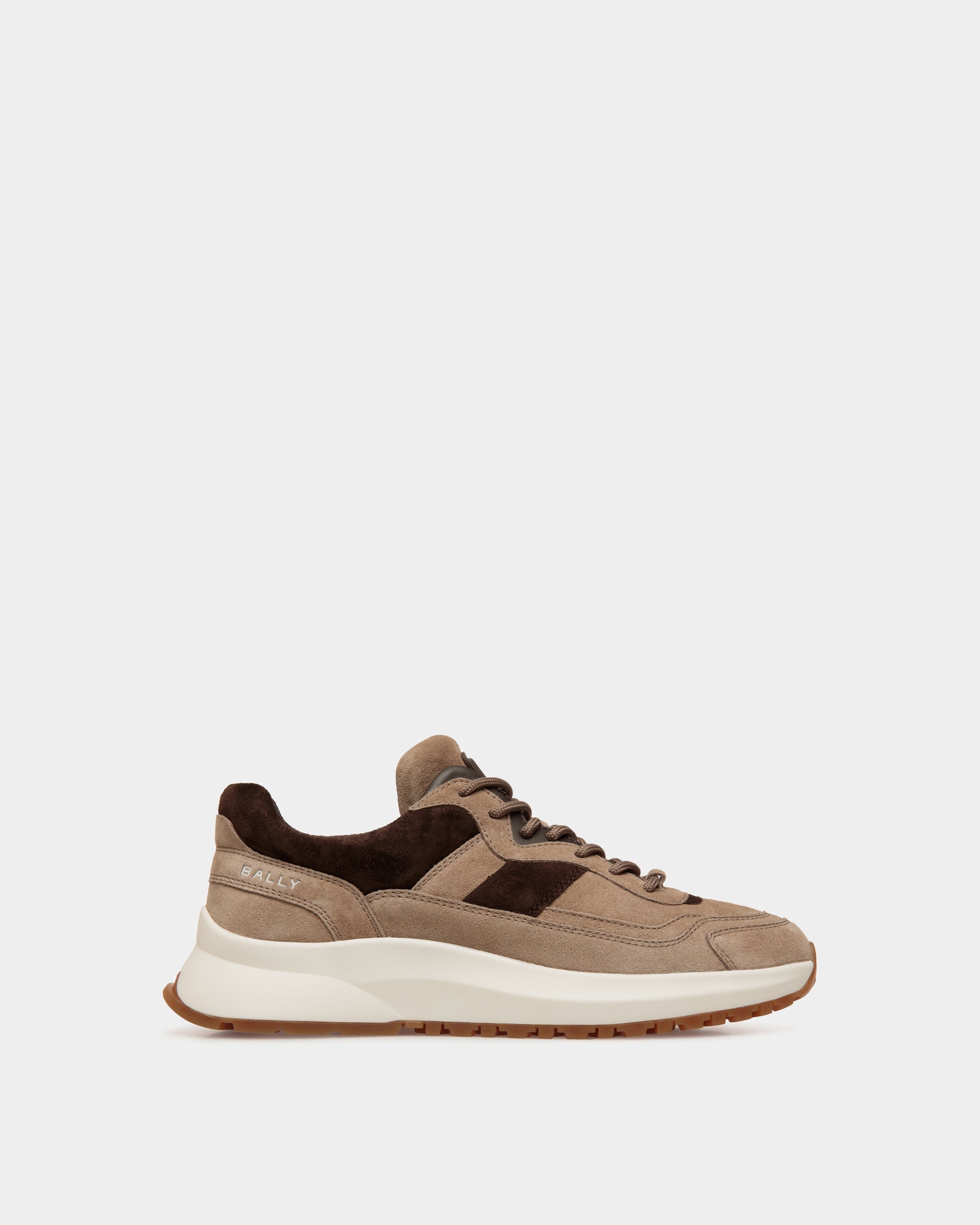 Sneaker Outline En Daim Taupe Et Ebano - Homme - Bally - 01