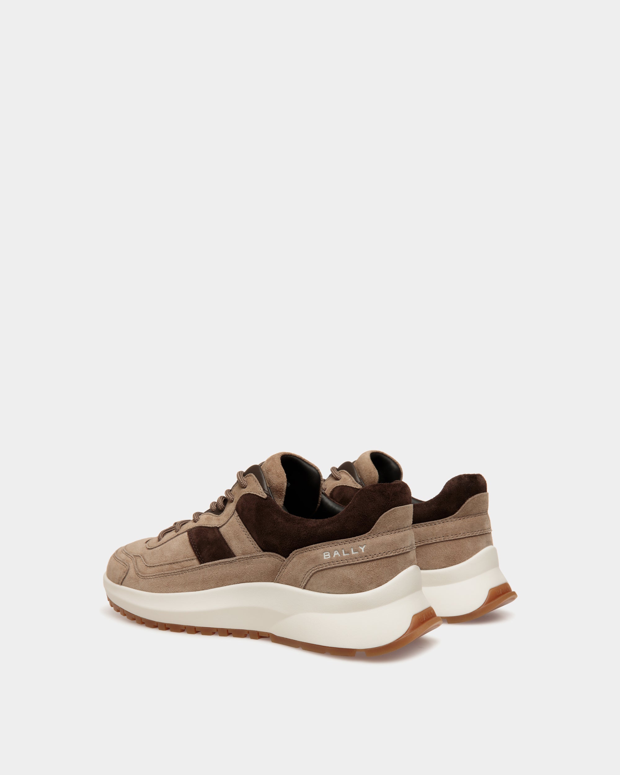 Sneaker Outline En Daim Taupe Et Ebano - Homme - Bally - 04