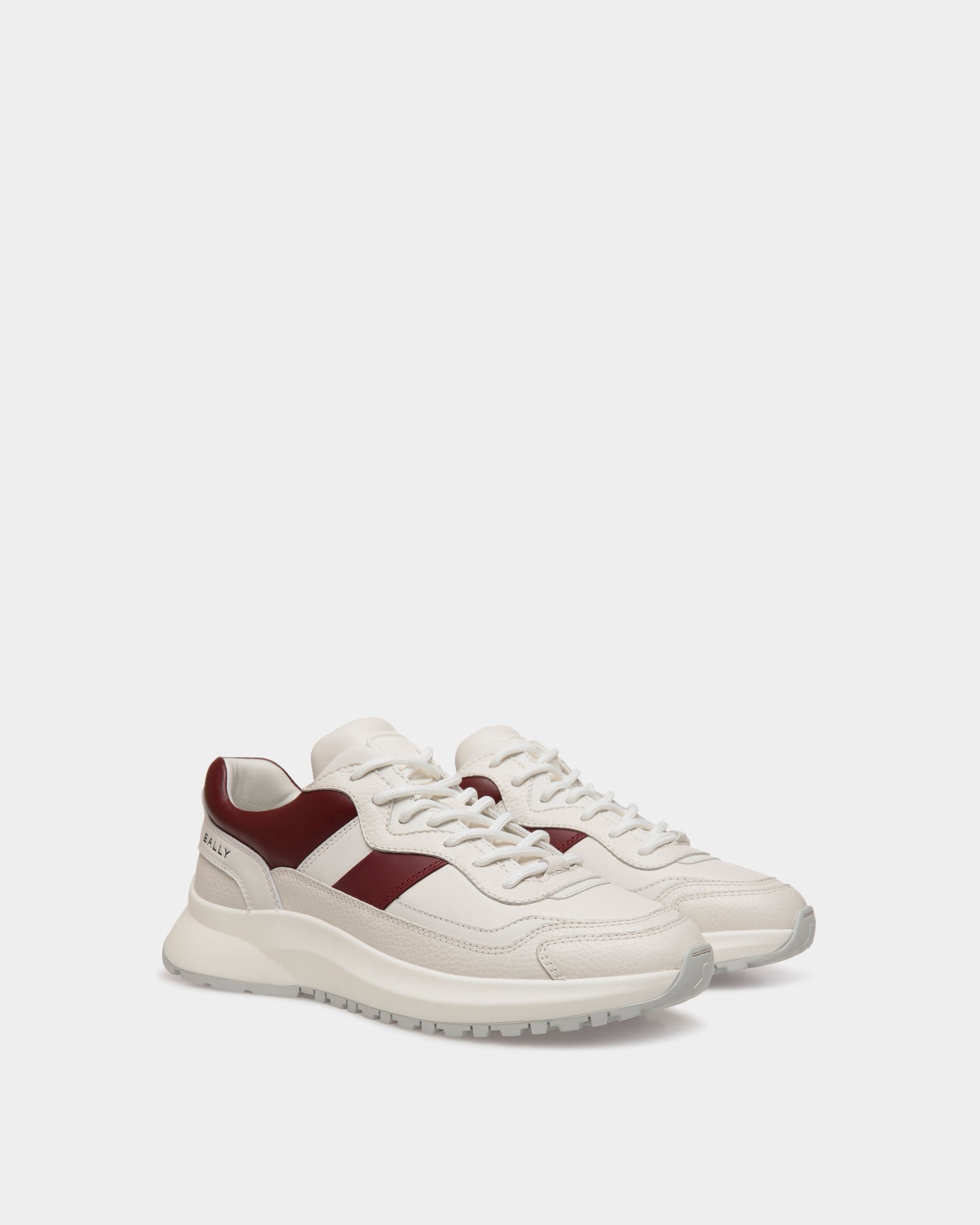 Sneaker Outline En Cuir Blanc Et Heritage Red - Homme - Bally - 02